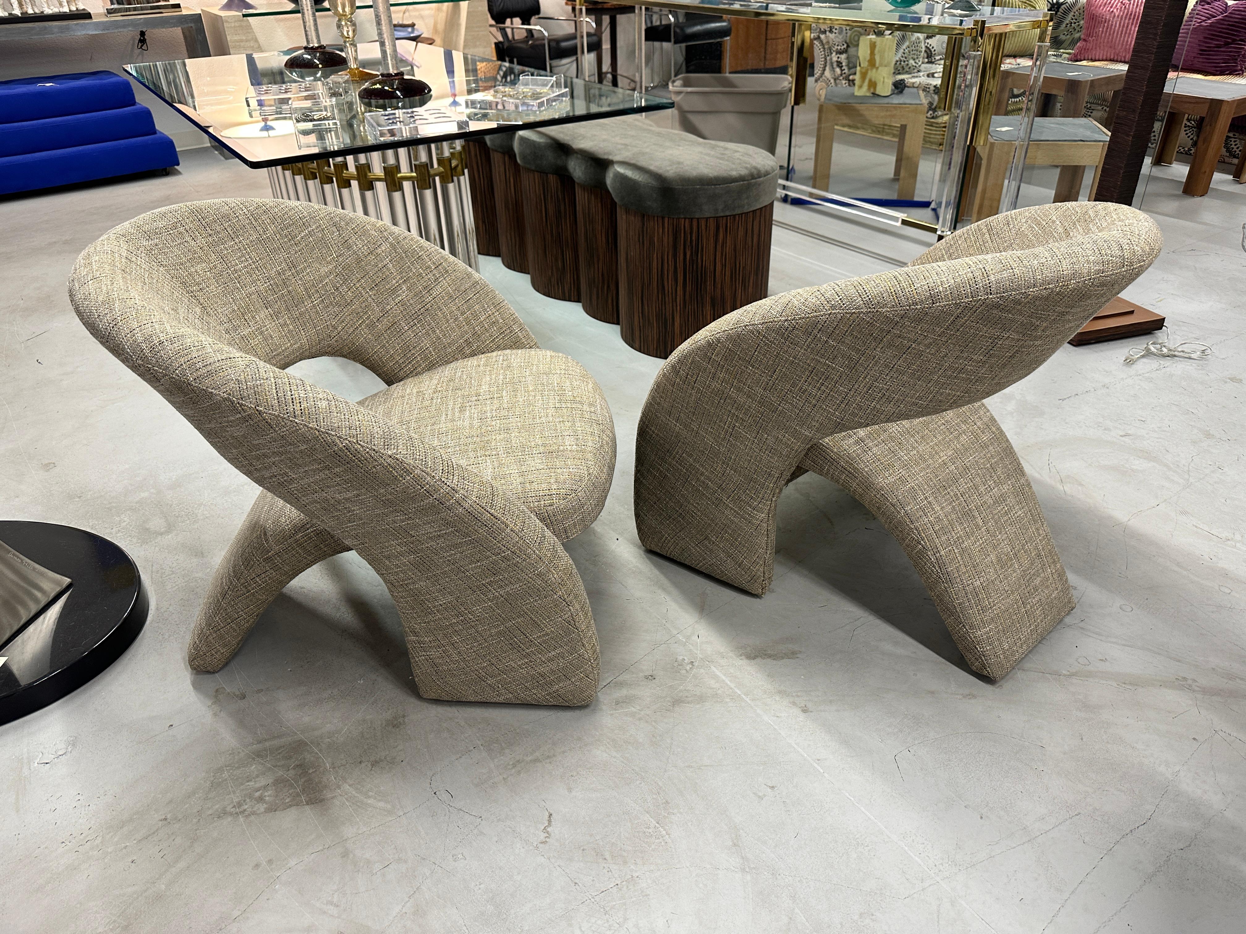 Pair of Reupholstered Post Modern Sculptural Chairs 6