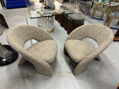Pair of Reupholstered Post Modern Sculptural Chairs