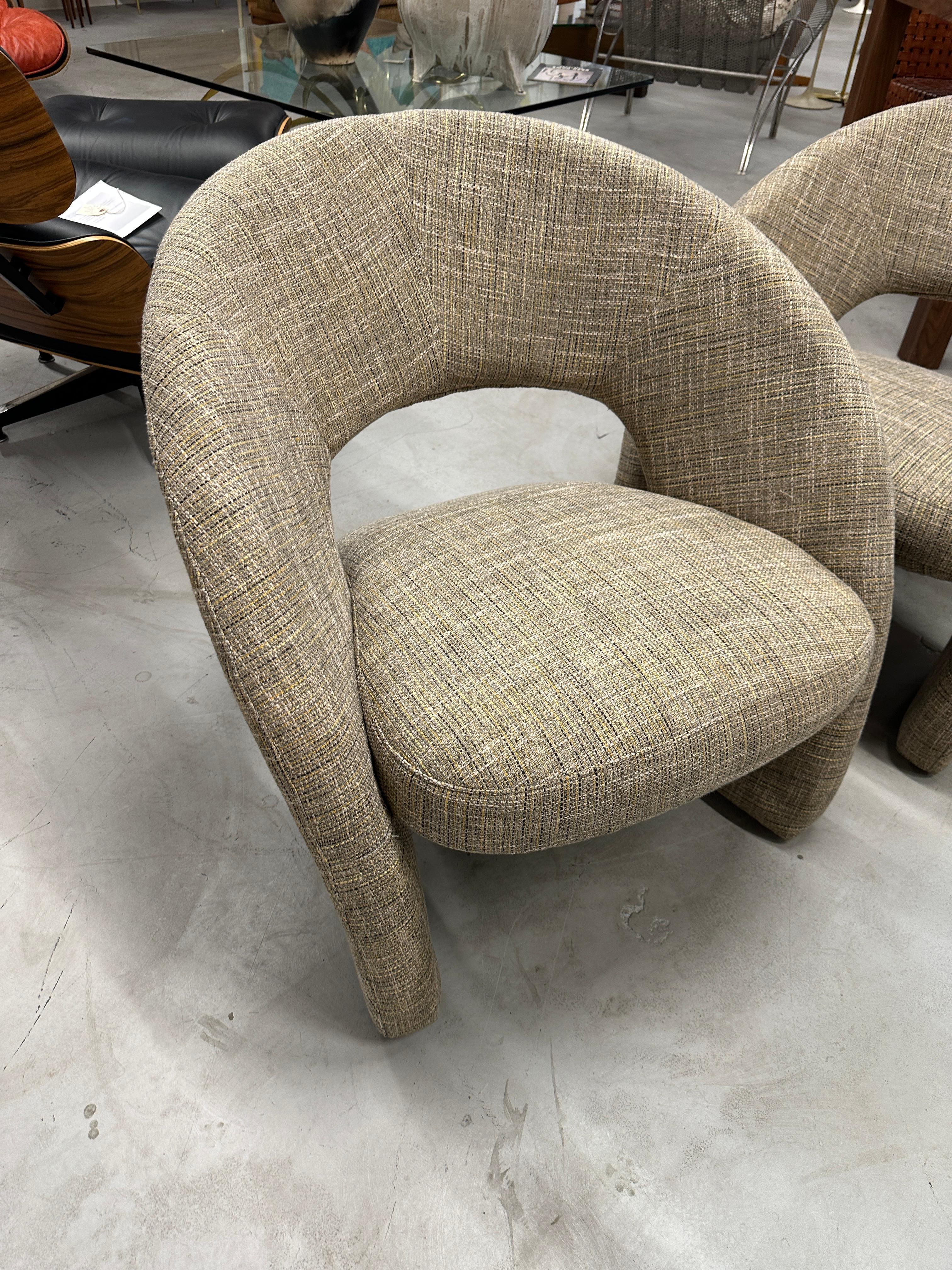 Late 20th Century Pair of Reupholstered Post Modern Sculptural Chairs