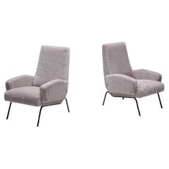 Pair of Reupholstered Purple Armchairs, Mid-Century Modern, Italy, 1950s