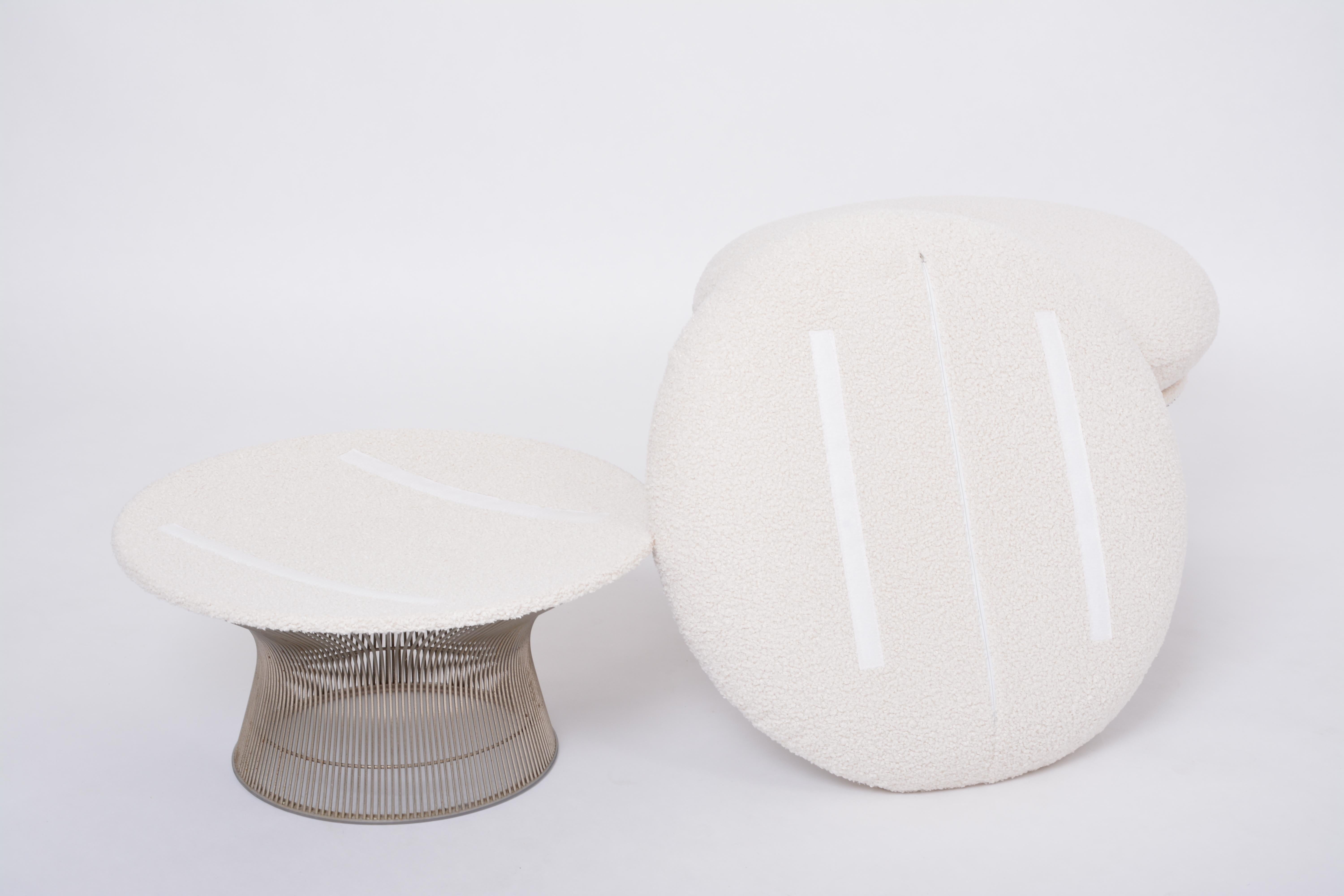 Pair of reupholstered vintage Mid-century ottomans by Warren Platner for Knoll 2