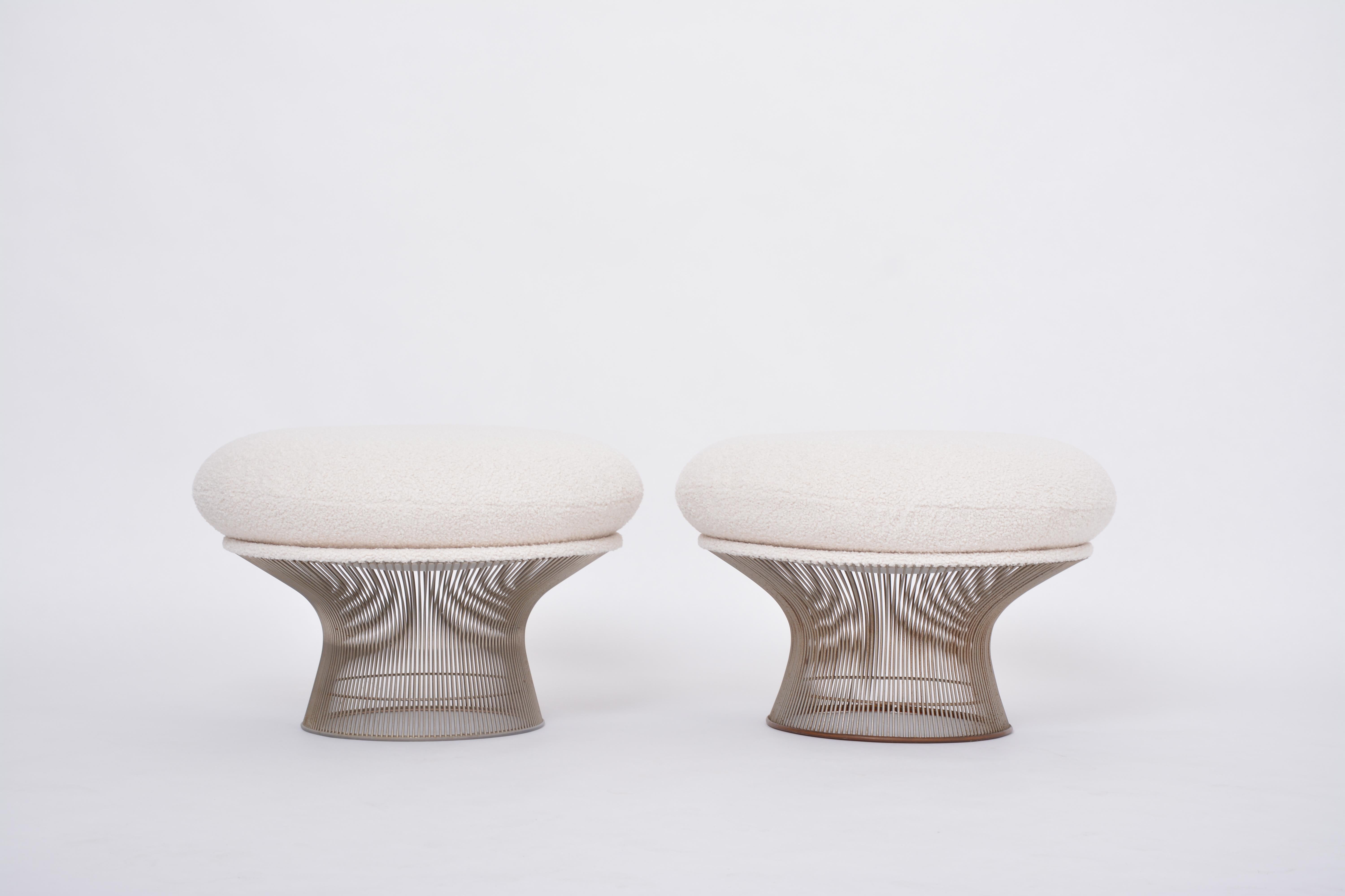 Mid-Century Modern Pair of reupholstered vintage Mid-century ottomans by Warren Platner for Knoll