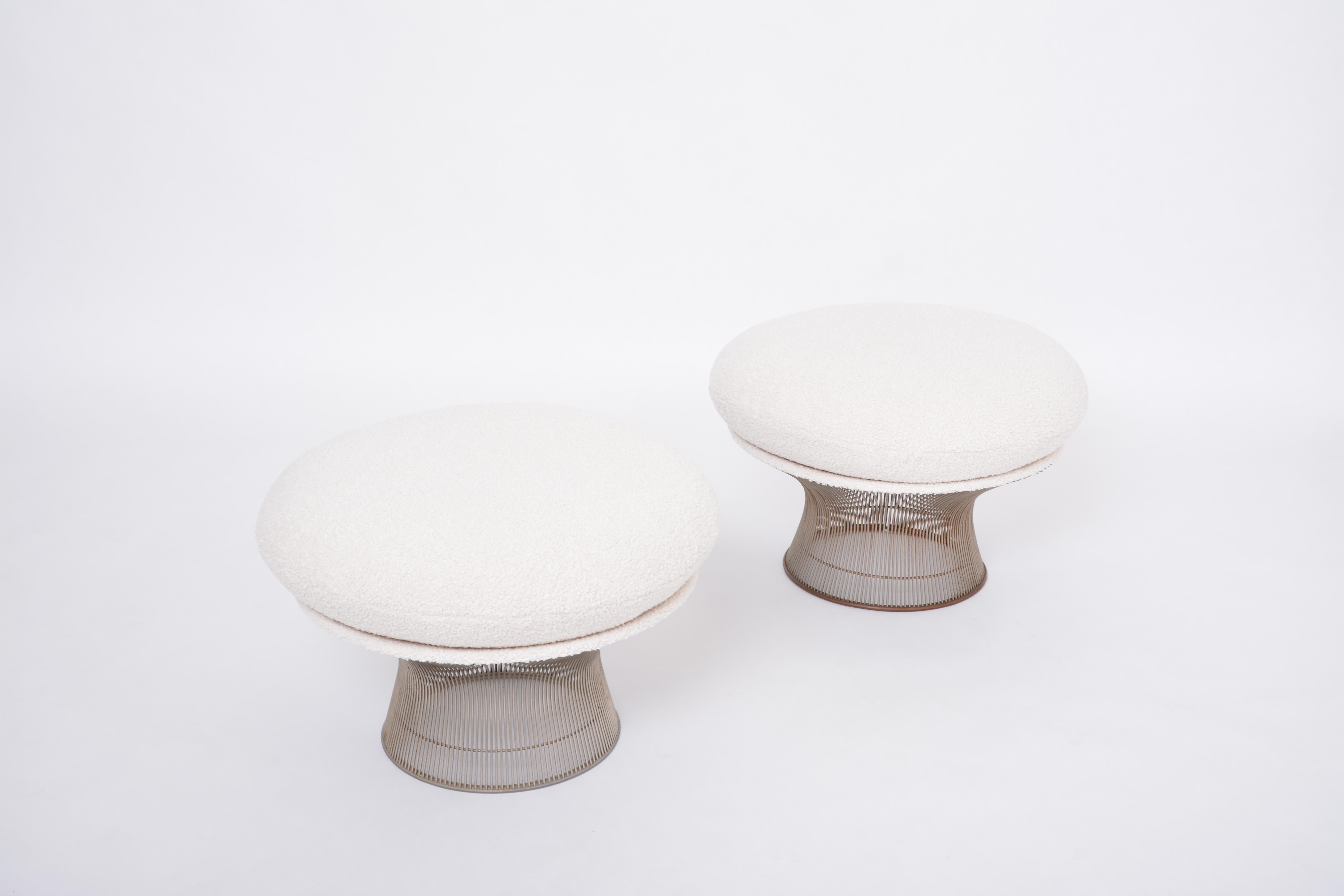 Polychromed Pair of reupholstered vintage Mid-century ottomans by Warren Platner for Knoll