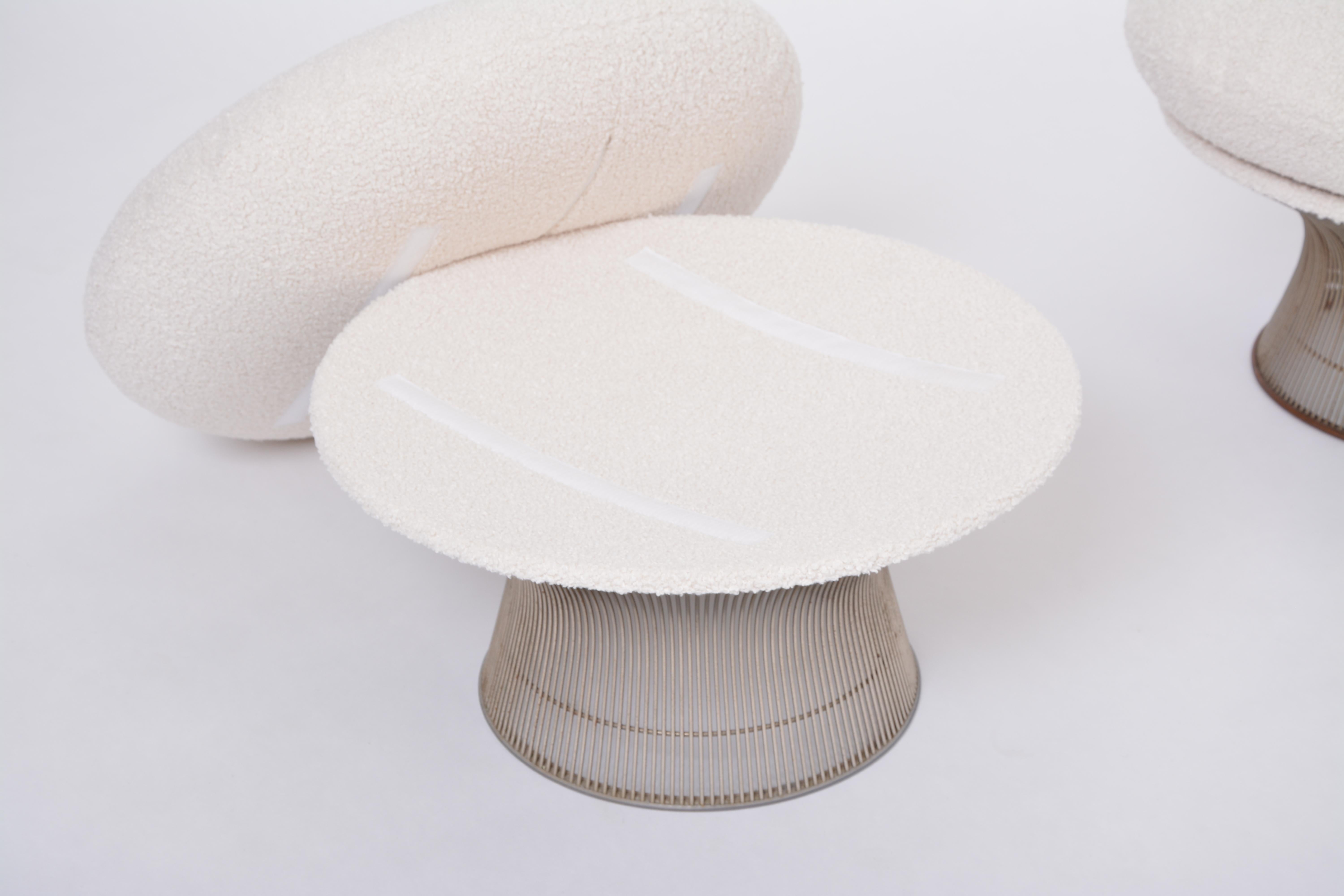 Pair of reupholstered vintage Mid-century ottomans by Warren Platner for Knoll 1