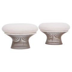 Pair of reupholstered vintage Mid-century ottomans by Warren Platner for Knoll
