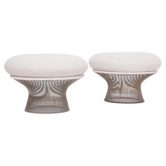 Paire d'ottomans vintage retapissés du milieu du siècle dernier par Warren Platner pour Knoll