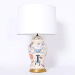 Pair of Reverse Decoupage Table Lamps with Sea Life