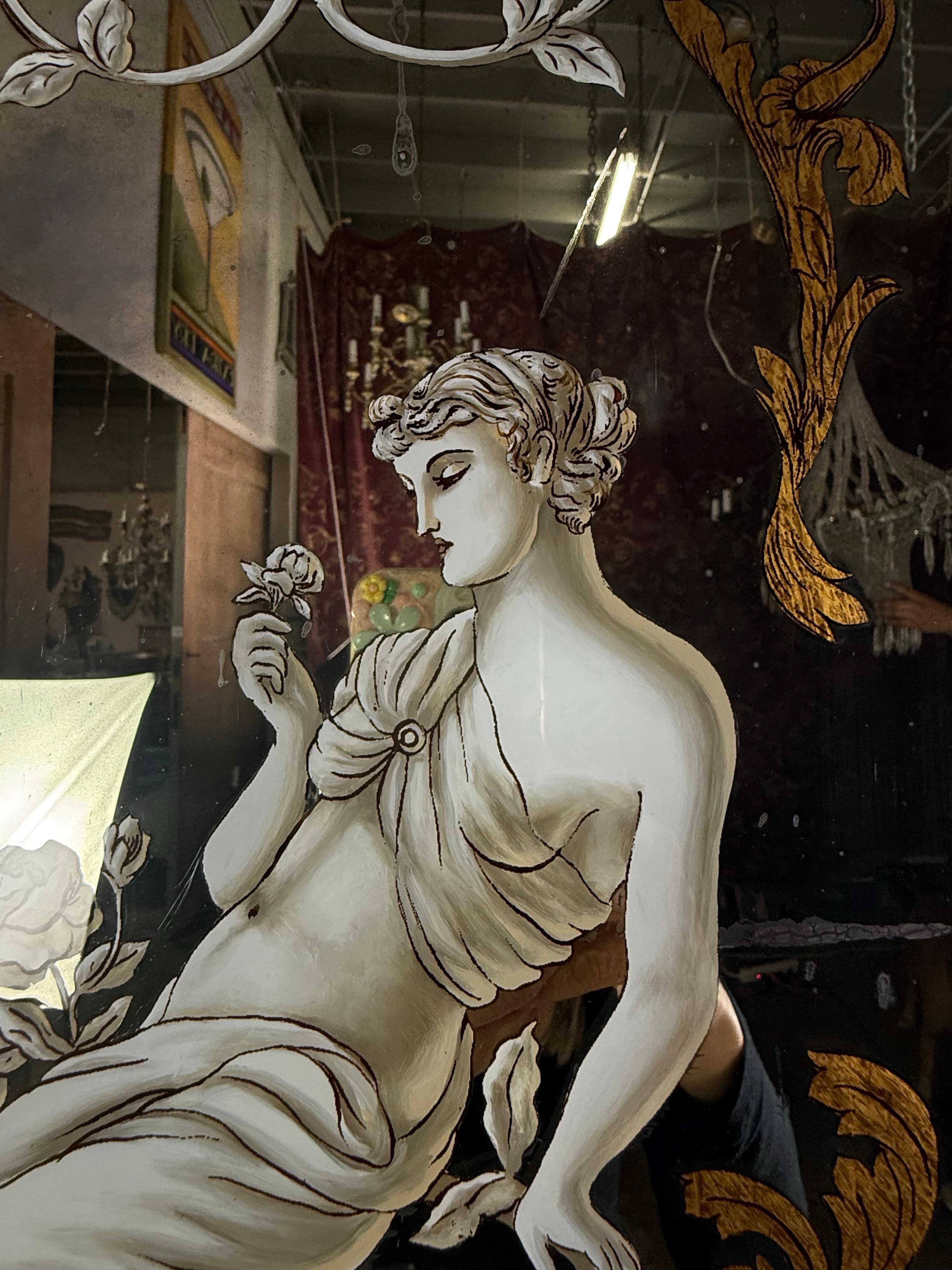 20th Century Pair of Reverse Painted Framed Mirror Panels For Sale
