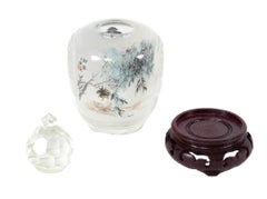 Pair of Reverse Painted Perfume Bottles with Bases