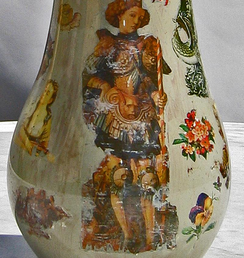 Pair of Reverse Polychrome Decorated Decalcomania Vases, Italian, circa 1860 (Empire)