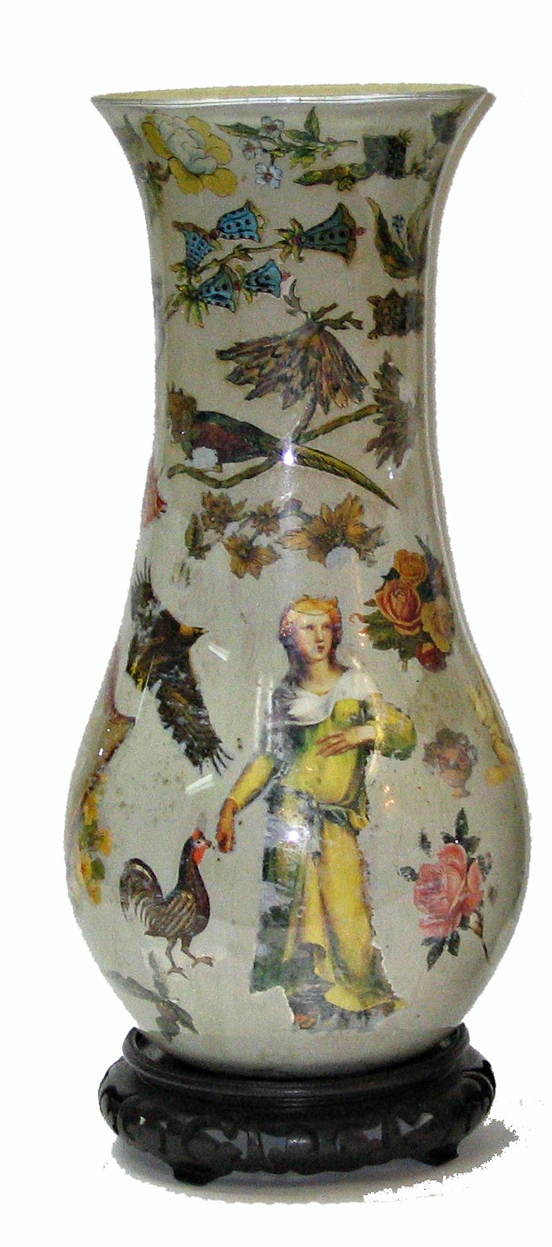 Pair of Reverse Polychrome Decorated Decalcomania Vases, Italian, circa 1860 (19. Jahrhundert)
