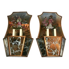 Large Chinoiserie Mirror Sconces