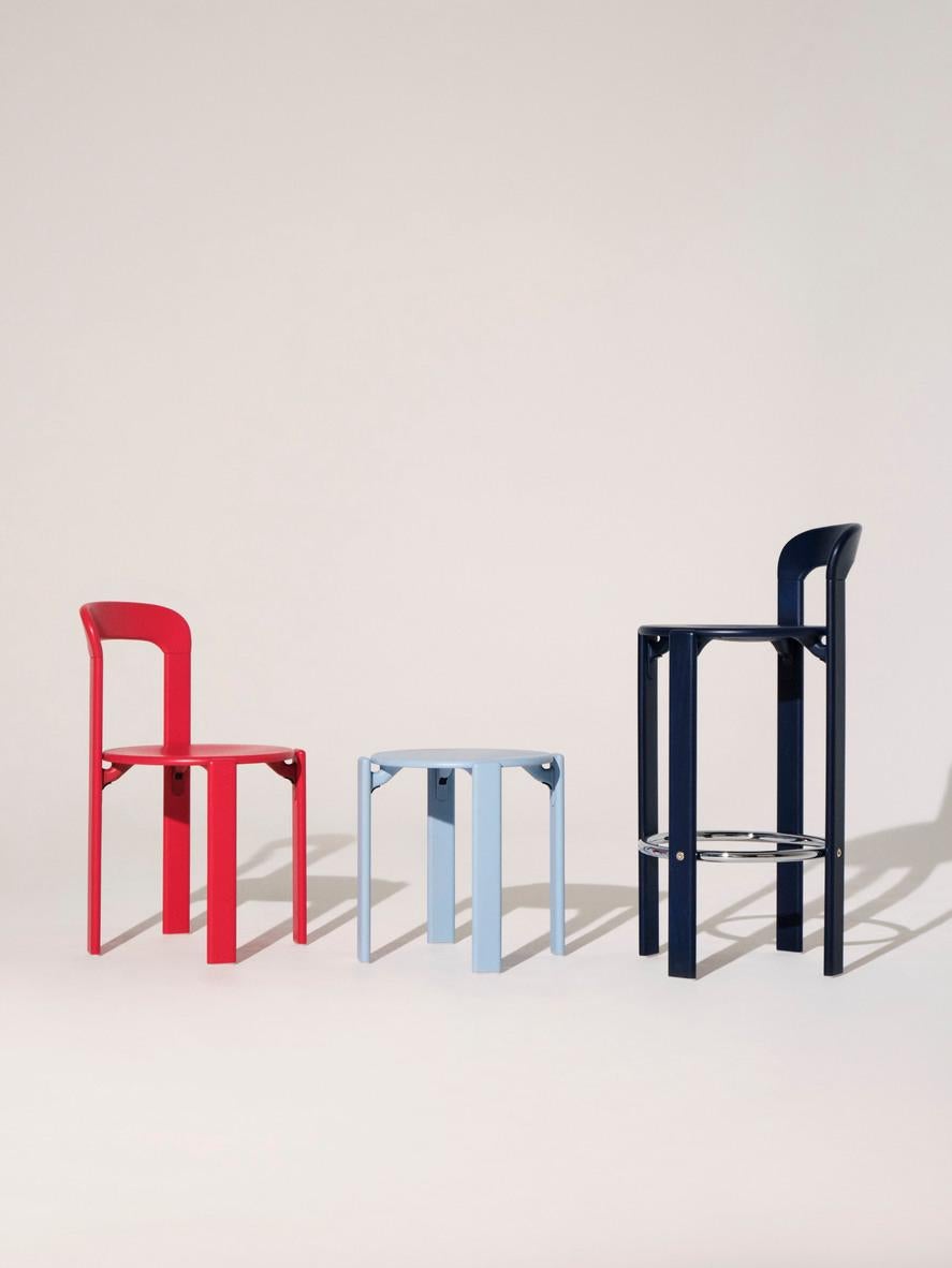 Steel Pair of Rey Bar Stools High in Deep Blue Design by Bruno Rey for Dietiker - Hay For Sale