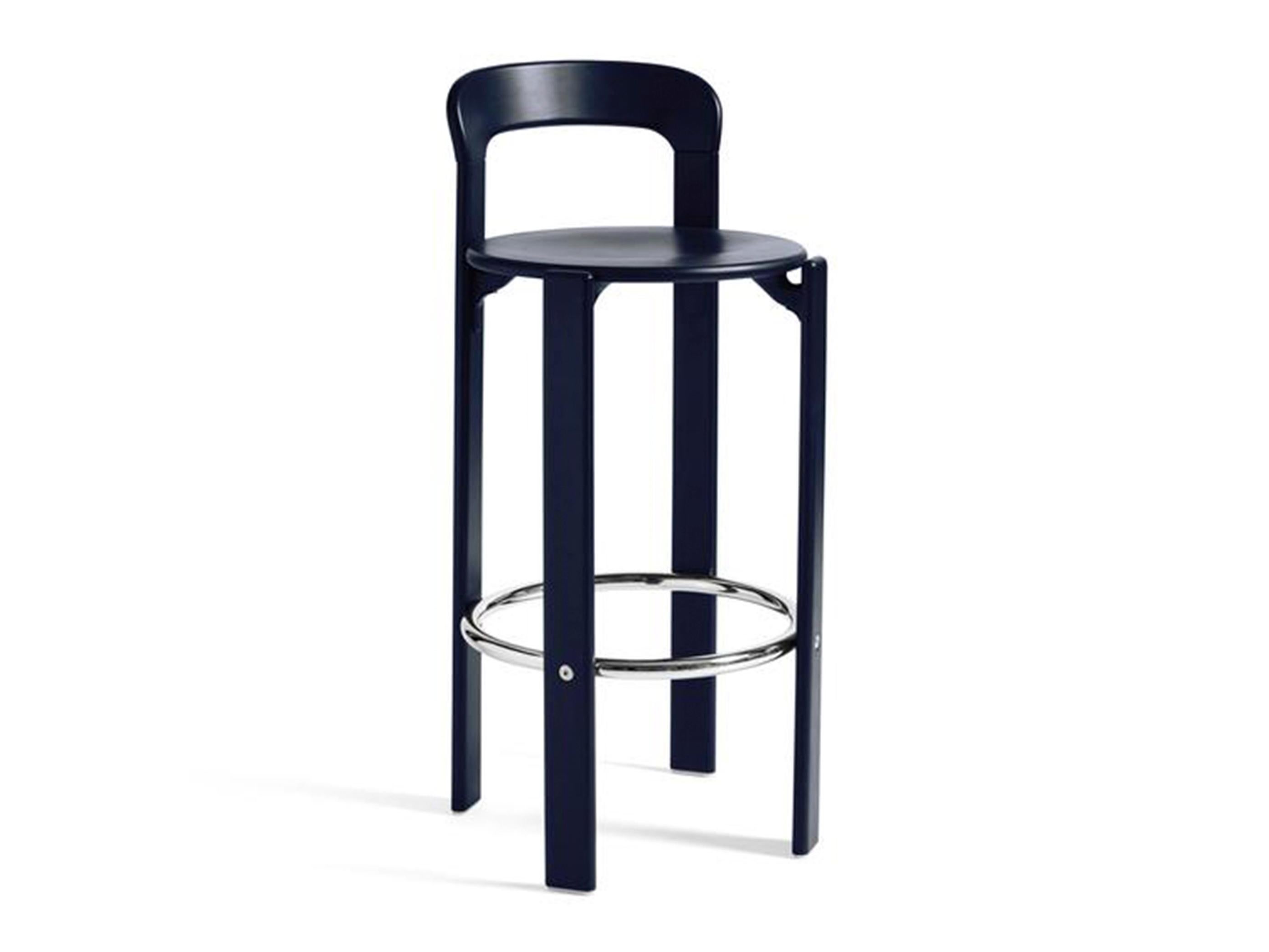 Hungarian Pair of Rey Bar Stools High in Deep Blue Design by Bruno Rey for Dietiker - Hay For Sale