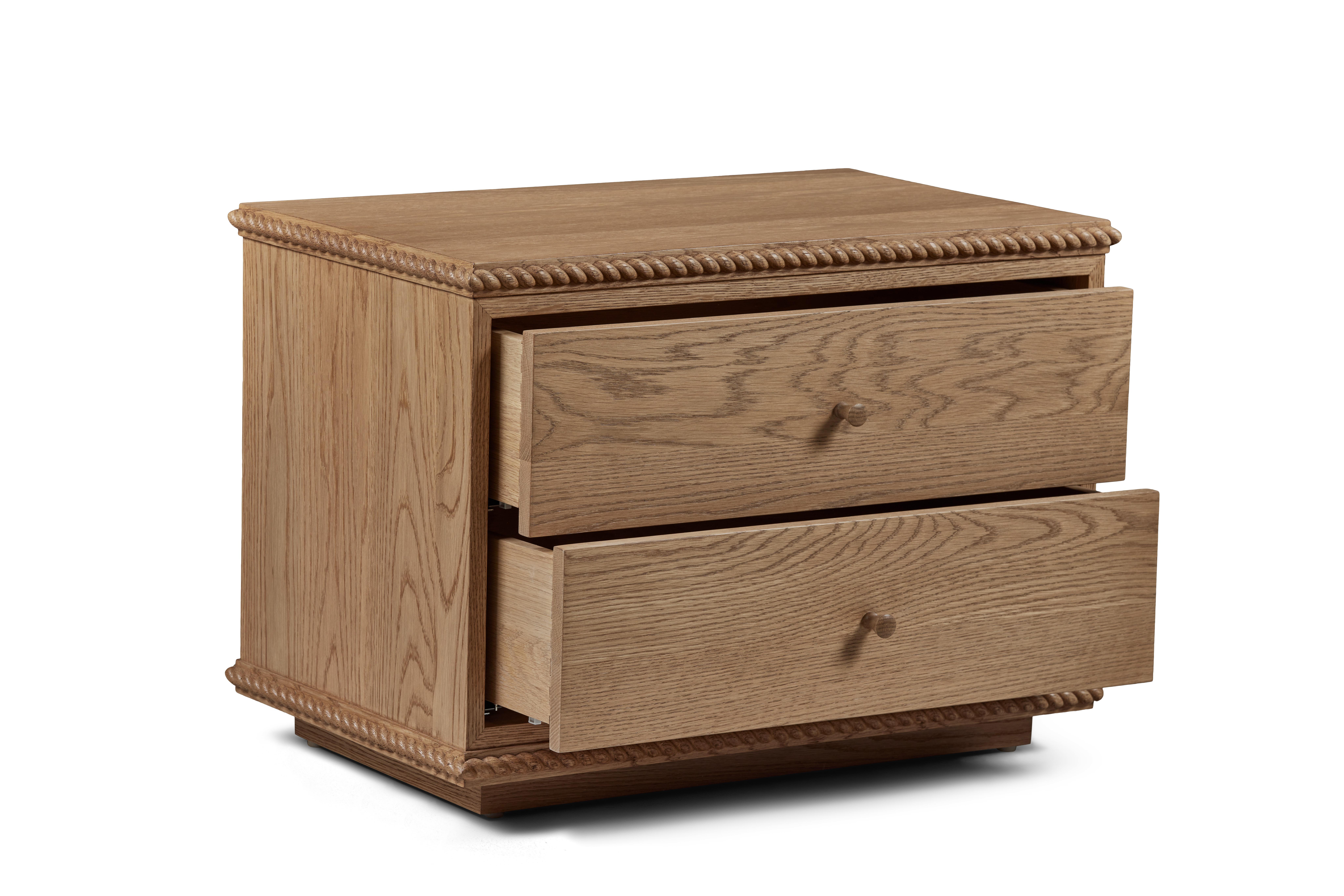 American Pair of Rey Bedside Tables, in Summer Aged Oak, by August Abode For Sale