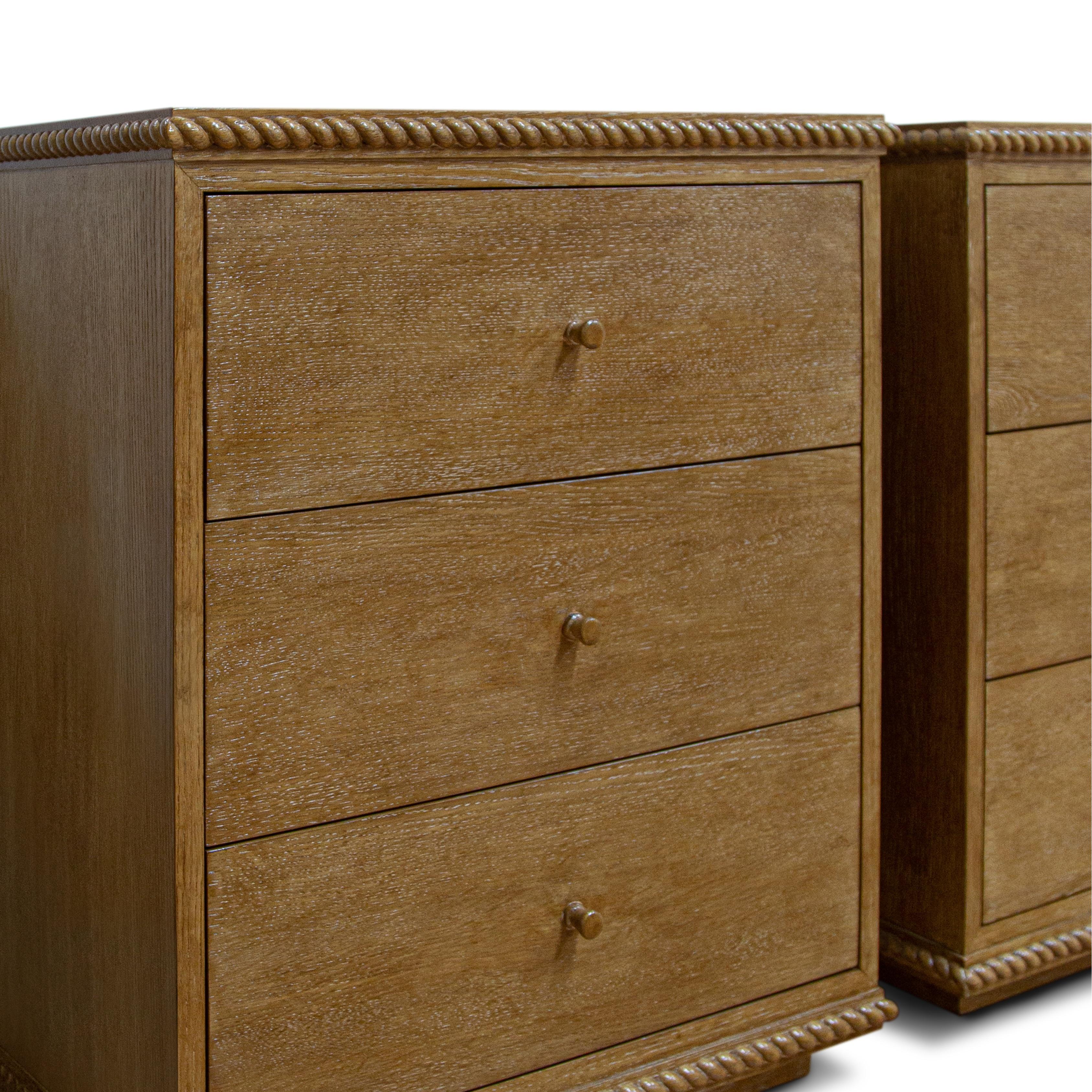 American Pair of Rey Bedside Tables, Tall, in Riviera Oak, by August Abode For Sale