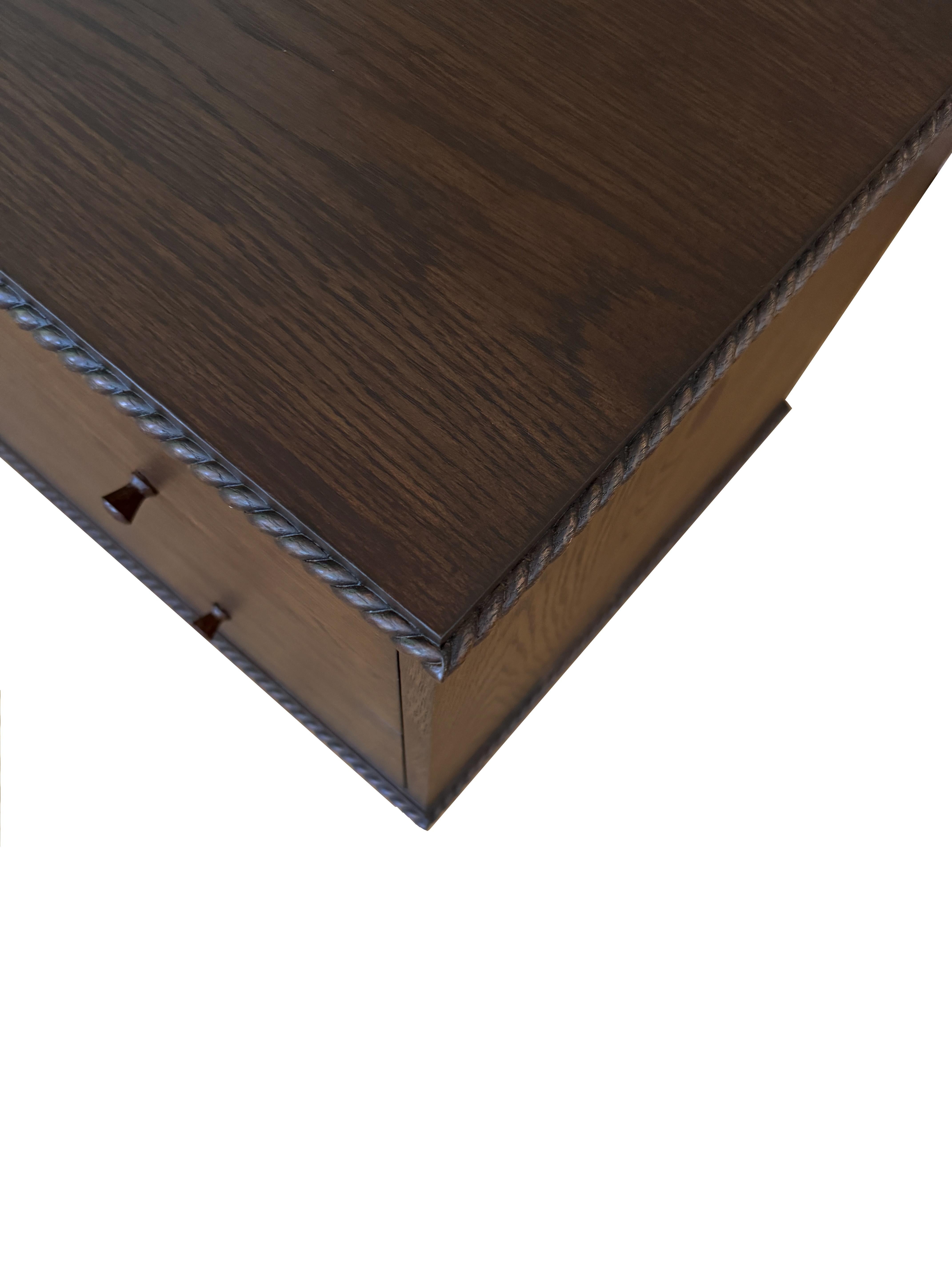 American Pair of Rey Bedside Tables, Wide, in Canyon Oak, by August Abode For Sale