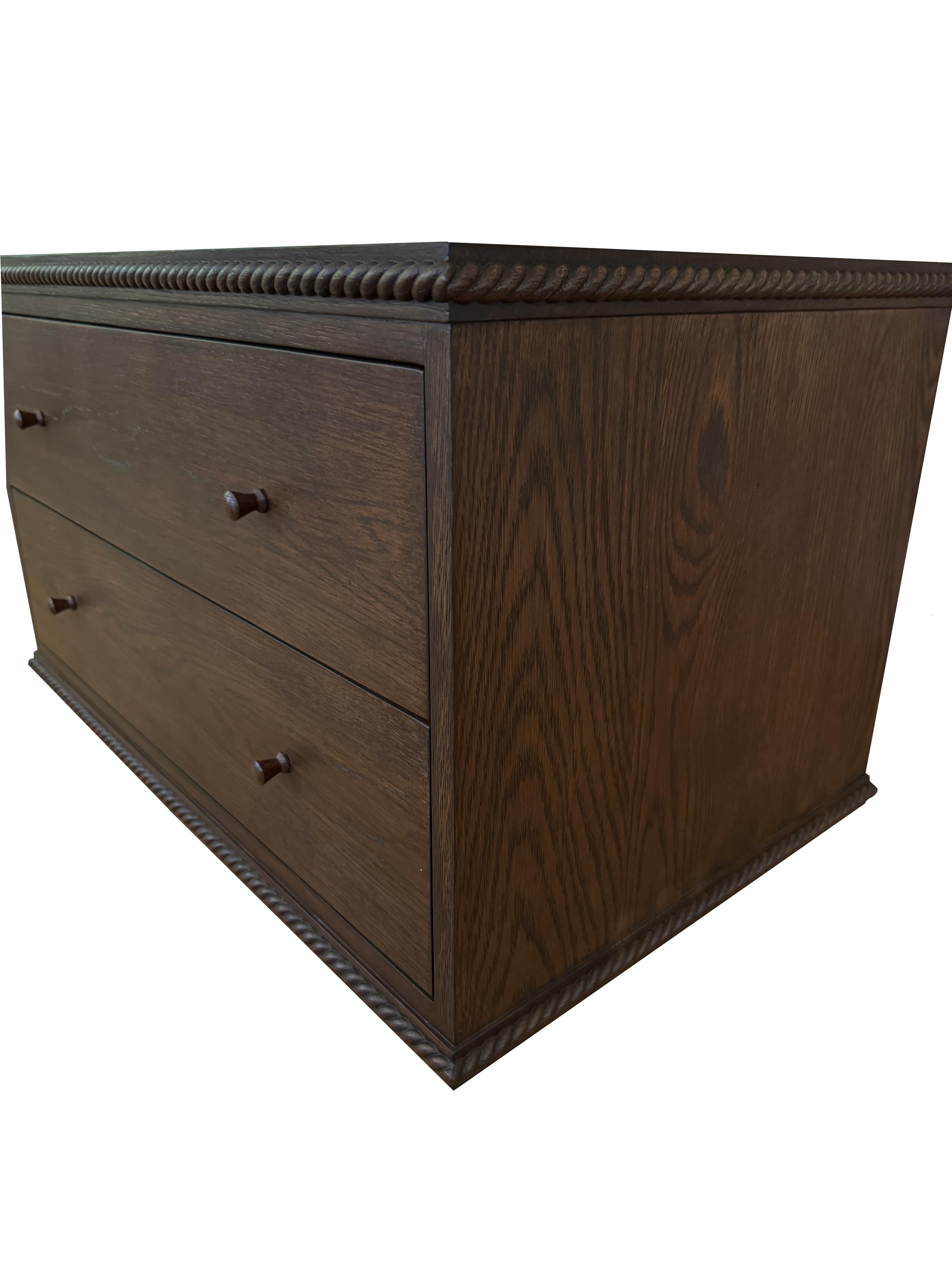 Woodwork Pair of Rey Bedside Tables, Wide, in Canyon Oak, by August Abode For Sale