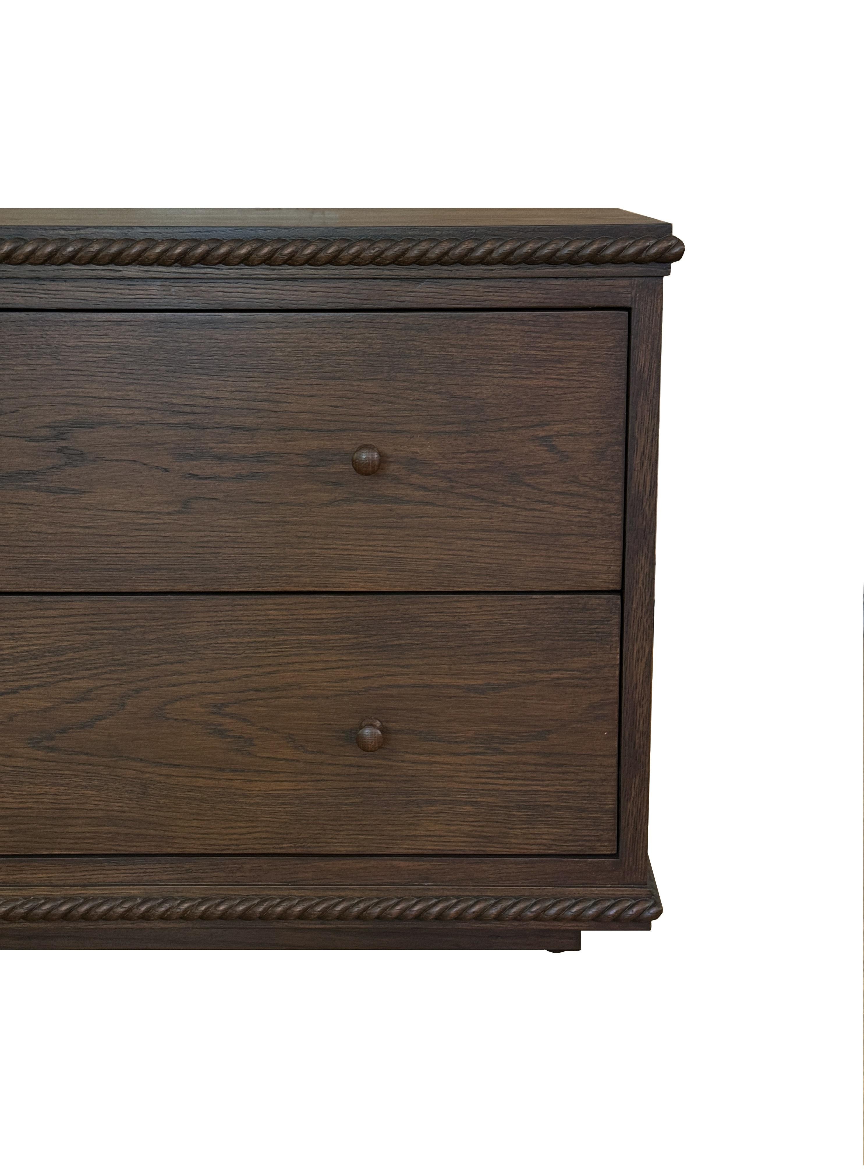Pair of Rey Bedside Tables, Wide, in Canyon Oak, by August Abode In New Condition For Sale In Los Angeles, CA