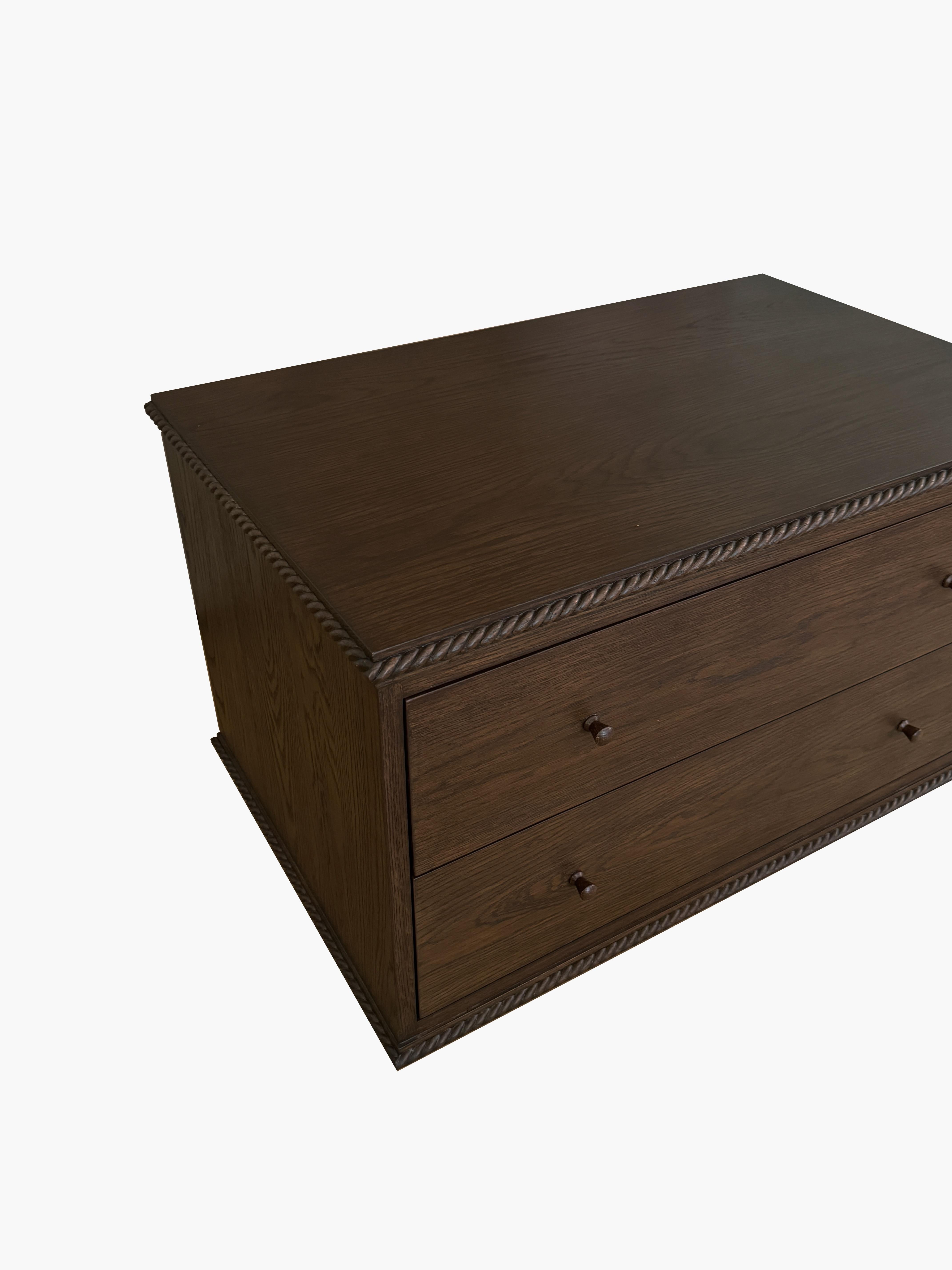 Contemporary Pair of Rey Bedside Tables, Wide, in Canyon Oak, by August Abode For Sale