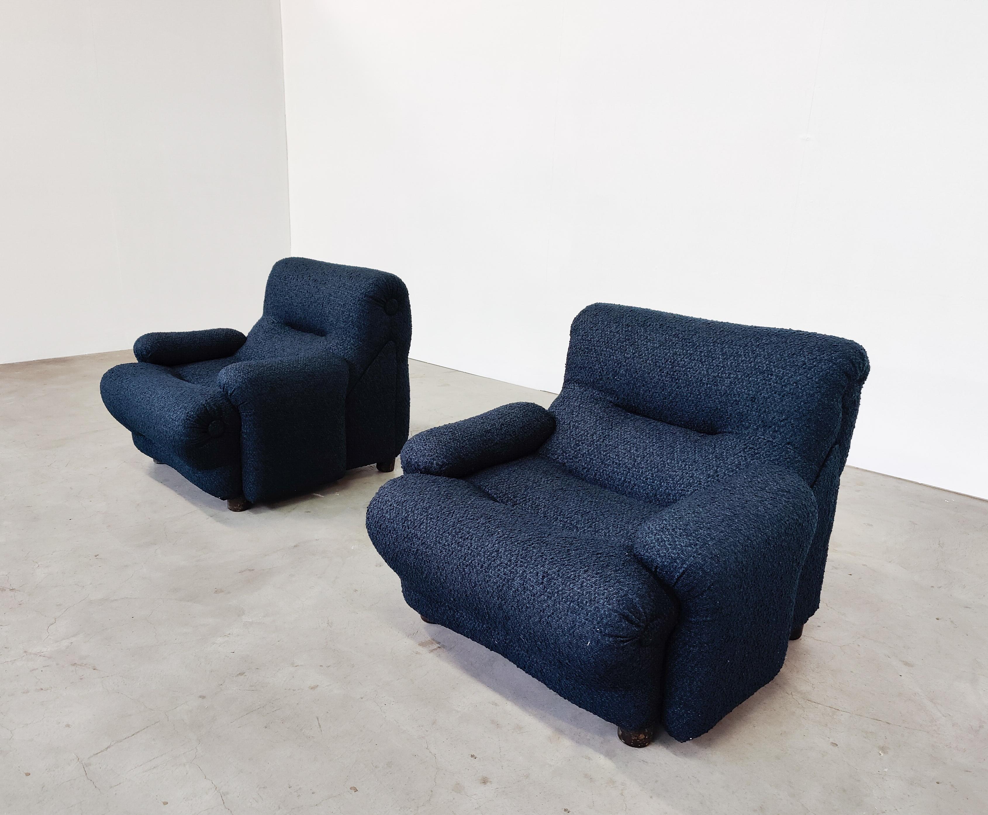 Pair of Rezia Lounge chairs by Emilio Guarnacci and Felix Padovano for 1P, 1960s
New upholstery
Italian design.