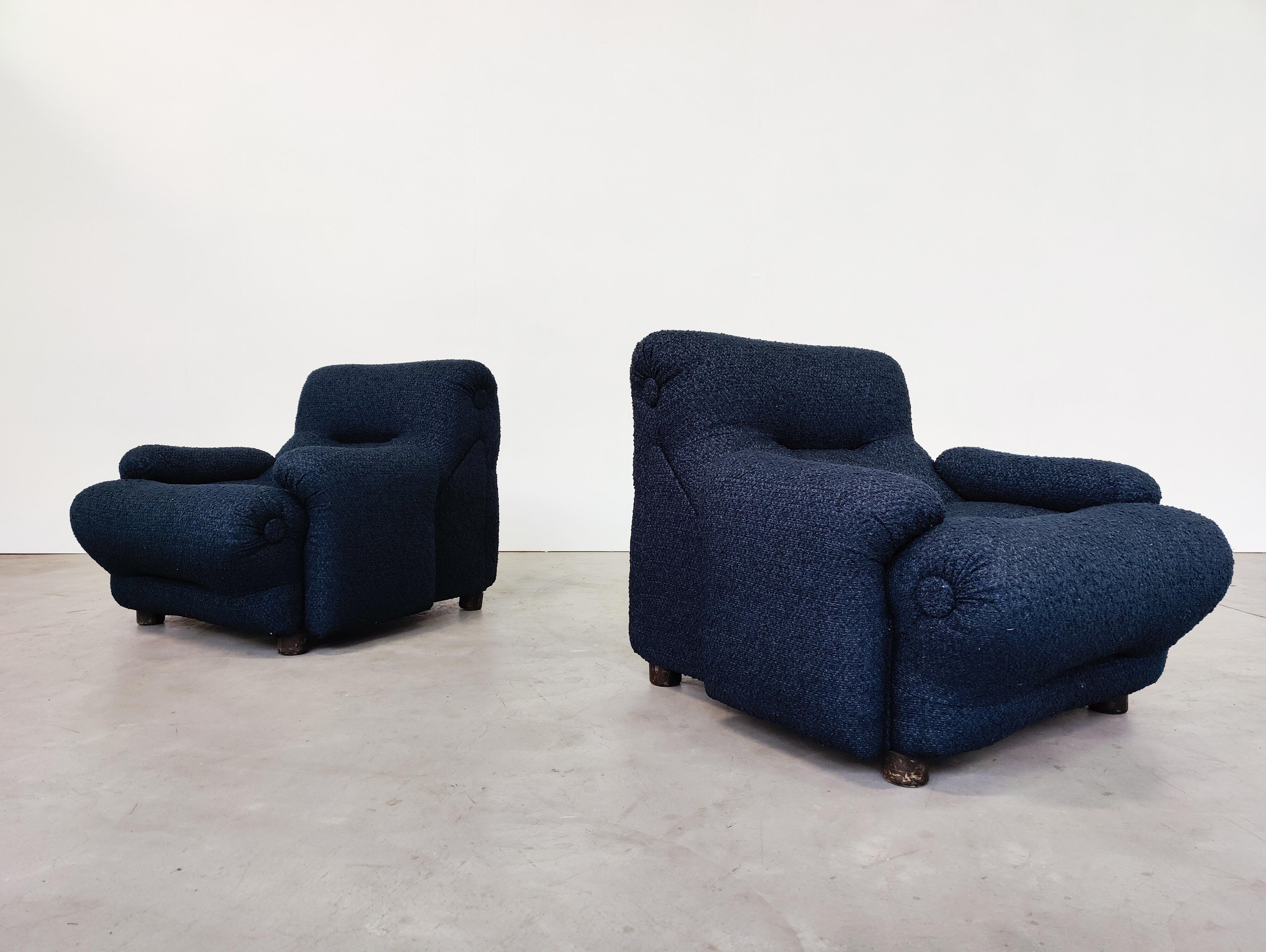 Italian Pair of Rezia Lounge Chairs by Emilio Guarnacci and Felix Padovano for 1P, 1960s For Sale