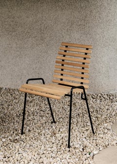 Pair of RFH Terrace Chairs RD4 -Teak & Black Steel - by Robin Day for &Tradition