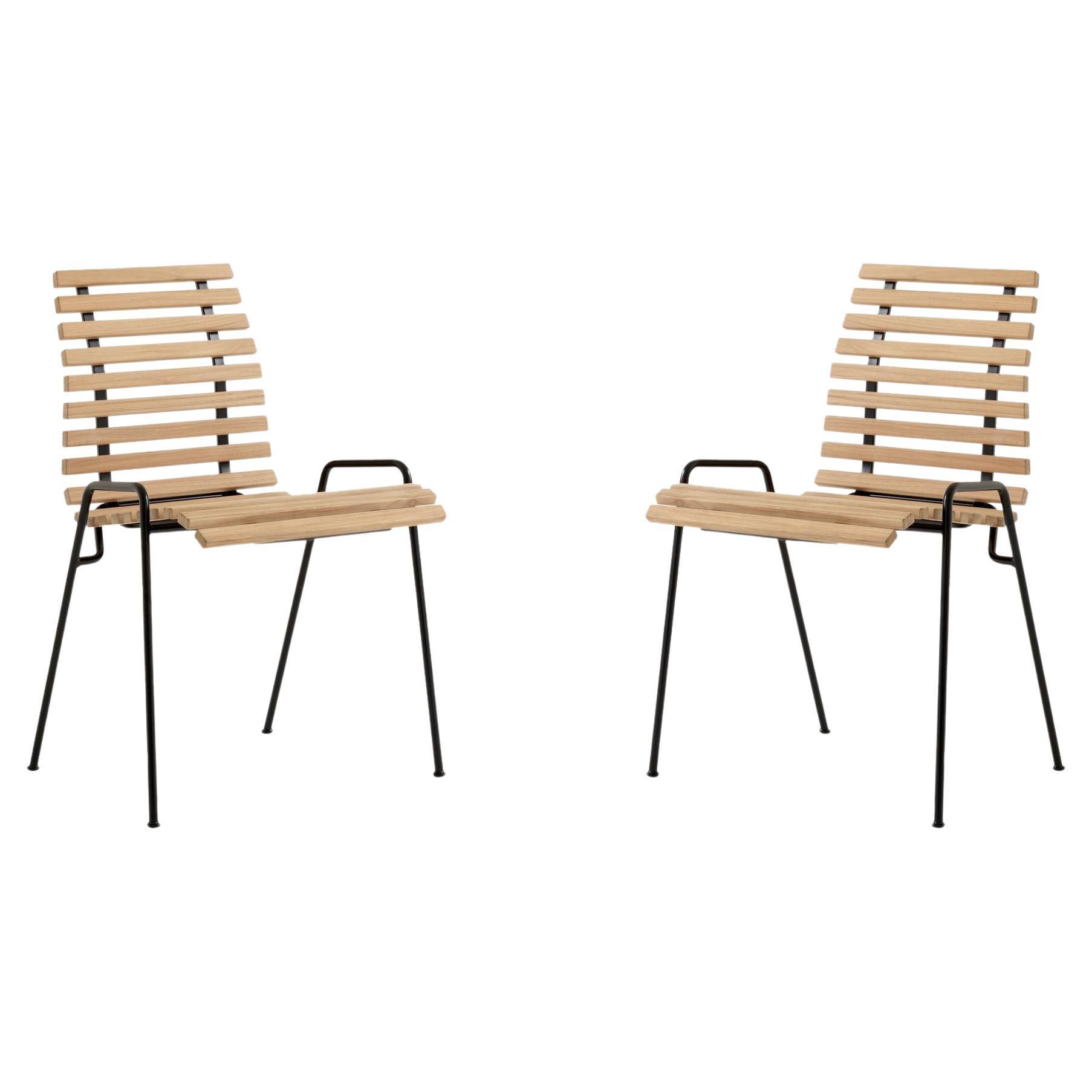 Coppia di sedie da terrazza RFH RD4 -Teak e Steele nero - di Robin Day per &Tradition in vendita