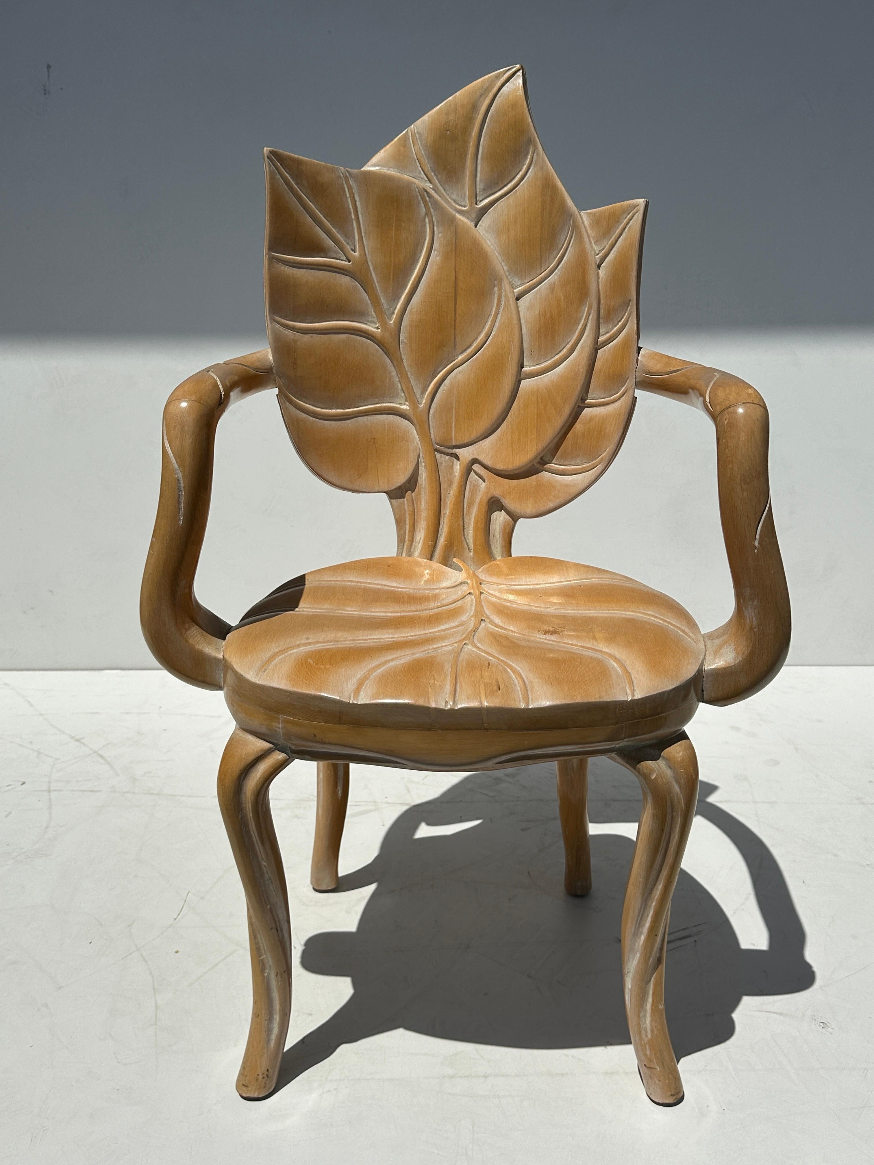 Late 20th Century Pair of Rhubarb Leaf Grotto Style Armchairs
