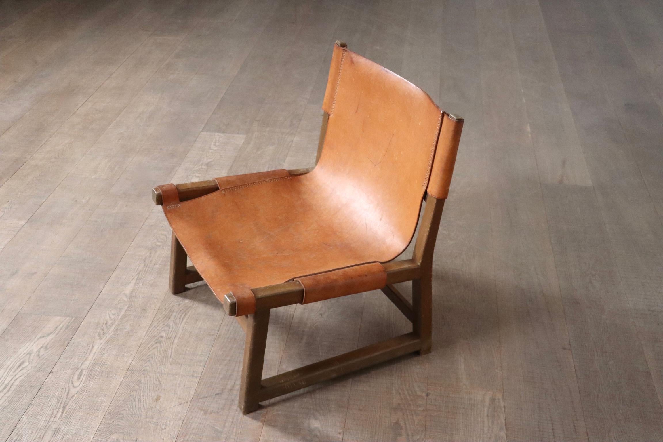 Pair Of Riaza Chairs In Cognac Leather By Paco Muñoz For Darro Gallery, Spain, 1 For Sale 6