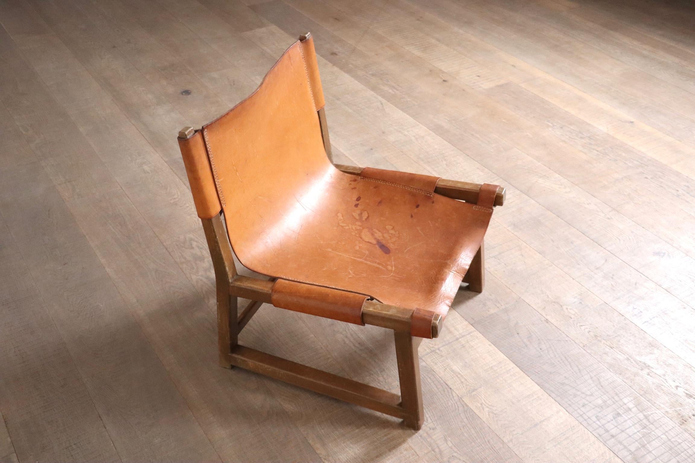 Pair Of Riaza Chairs In Cognac Leather By Paco Muñoz For Darro Gallery, Spain, 1 For Sale 7