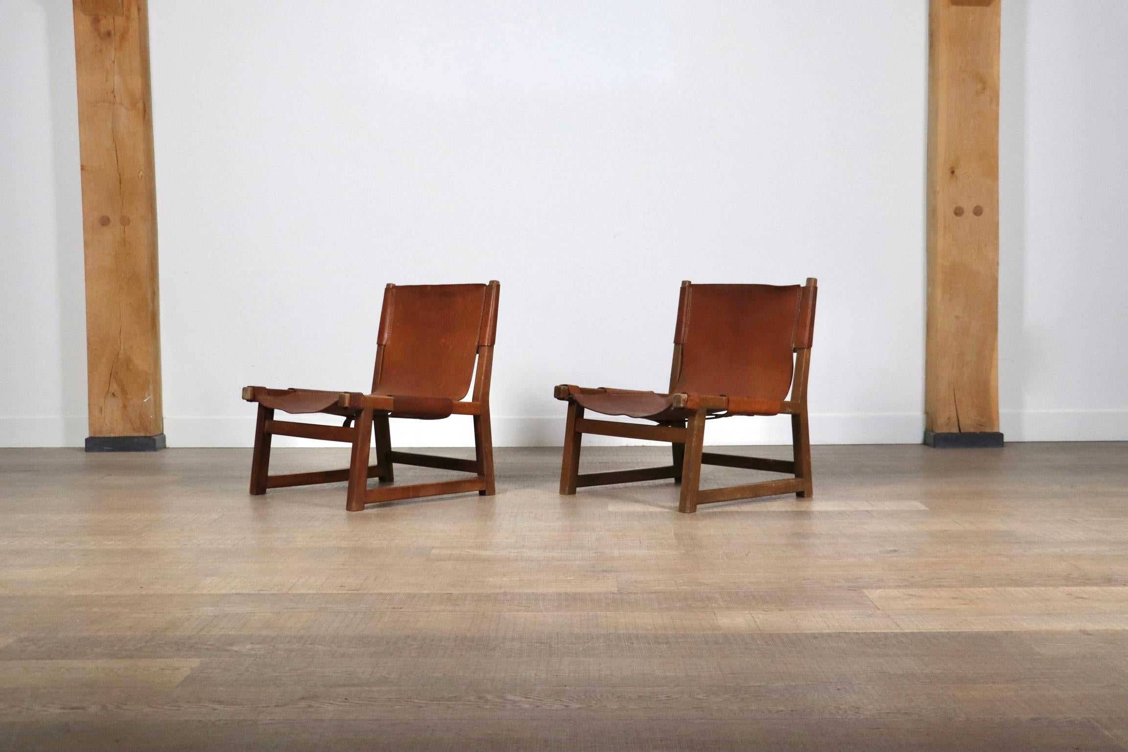 Paar Riaza-Stühle aus cognacfarbenem Leder von Paco Muñoz für Darro Gallery, Spanien, 1 im Angebot 8