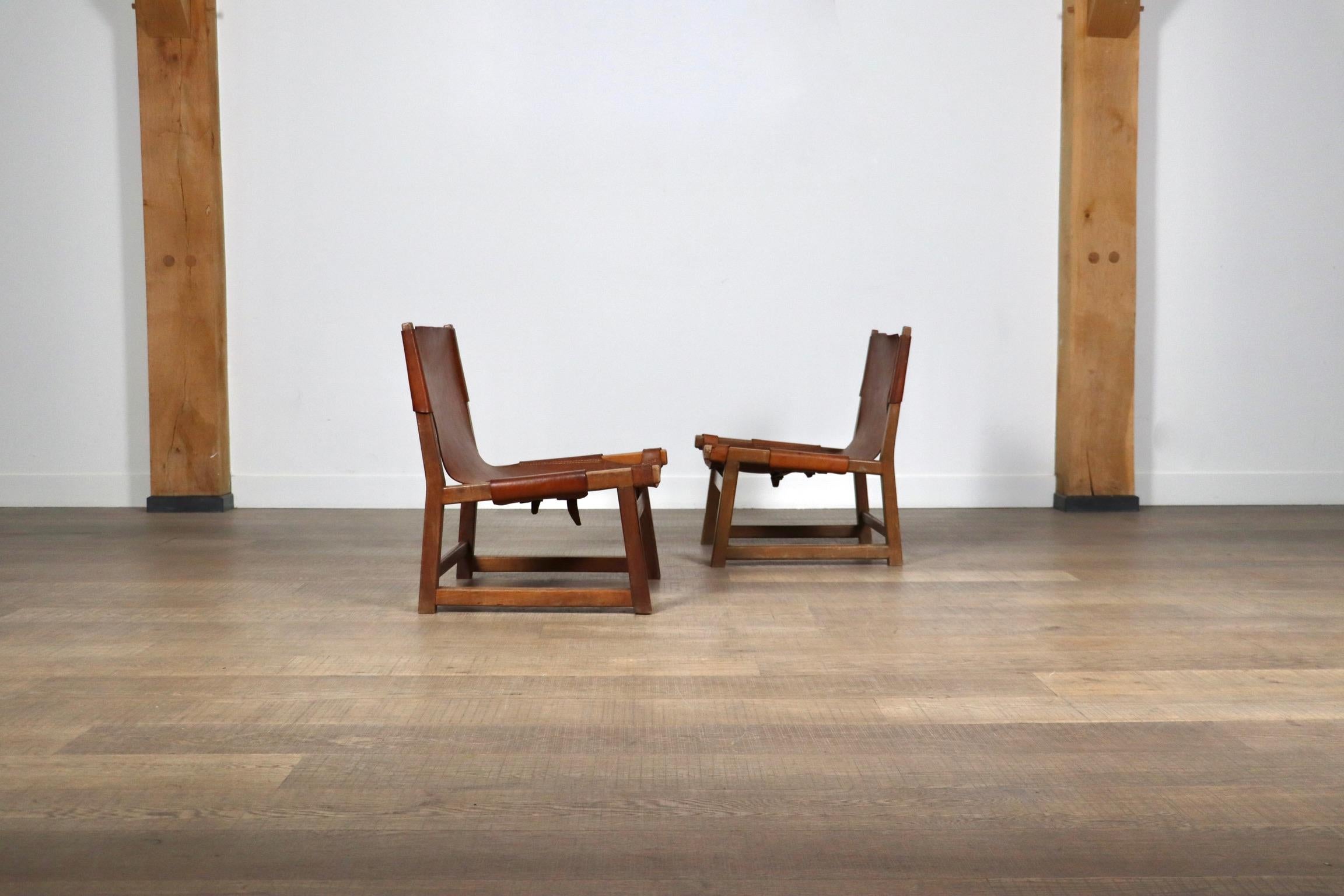 Paar Riaza-Stühle aus cognacfarbenem Leder von Paco Muñoz für Darro Gallery, Spanien, 1 im Angebot 11
