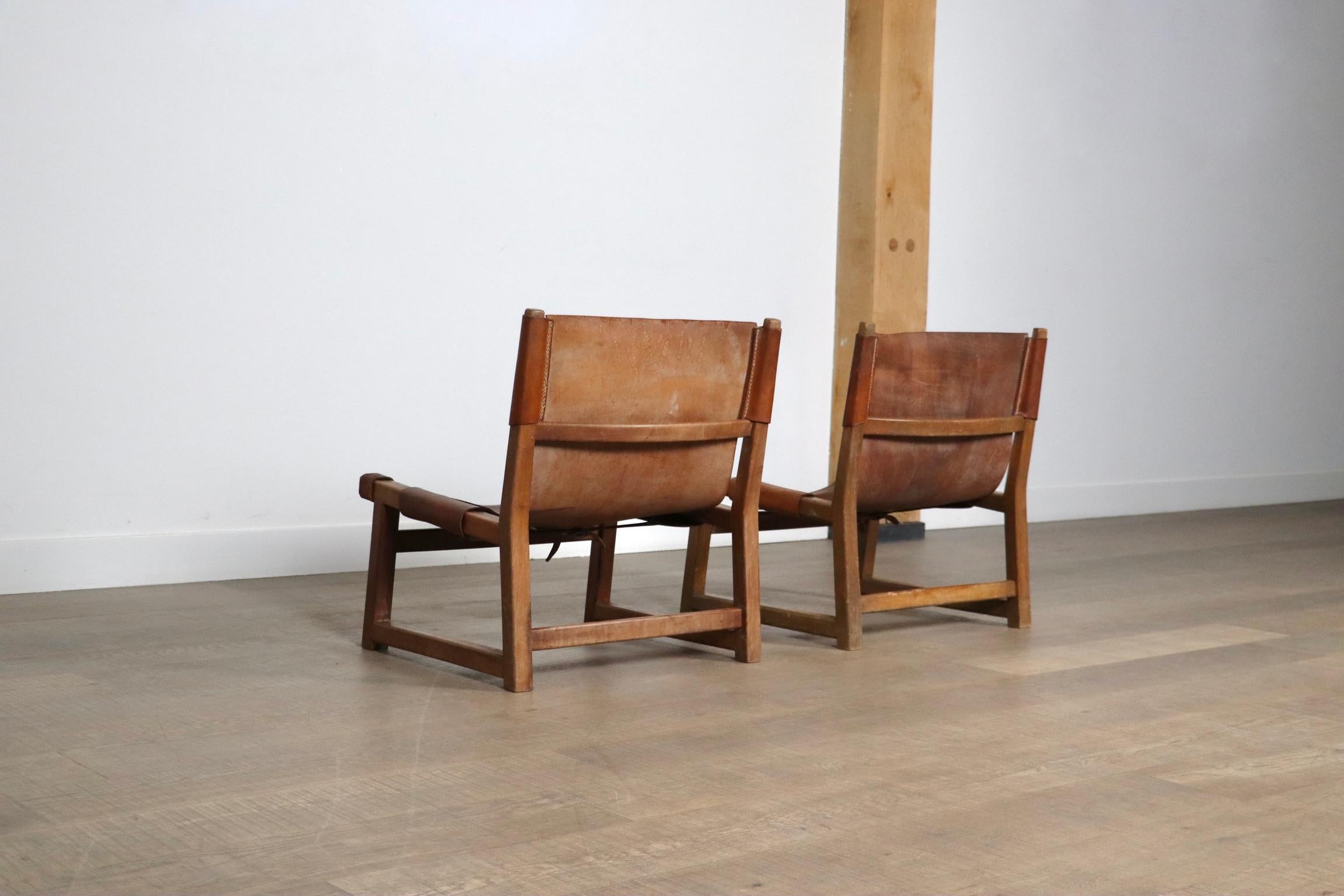 Paar Riaza-Stühle aus cognacfarbenem Leder von Paco Muñoz für Darro Gallery, Spanien, 1 im Angebot 15