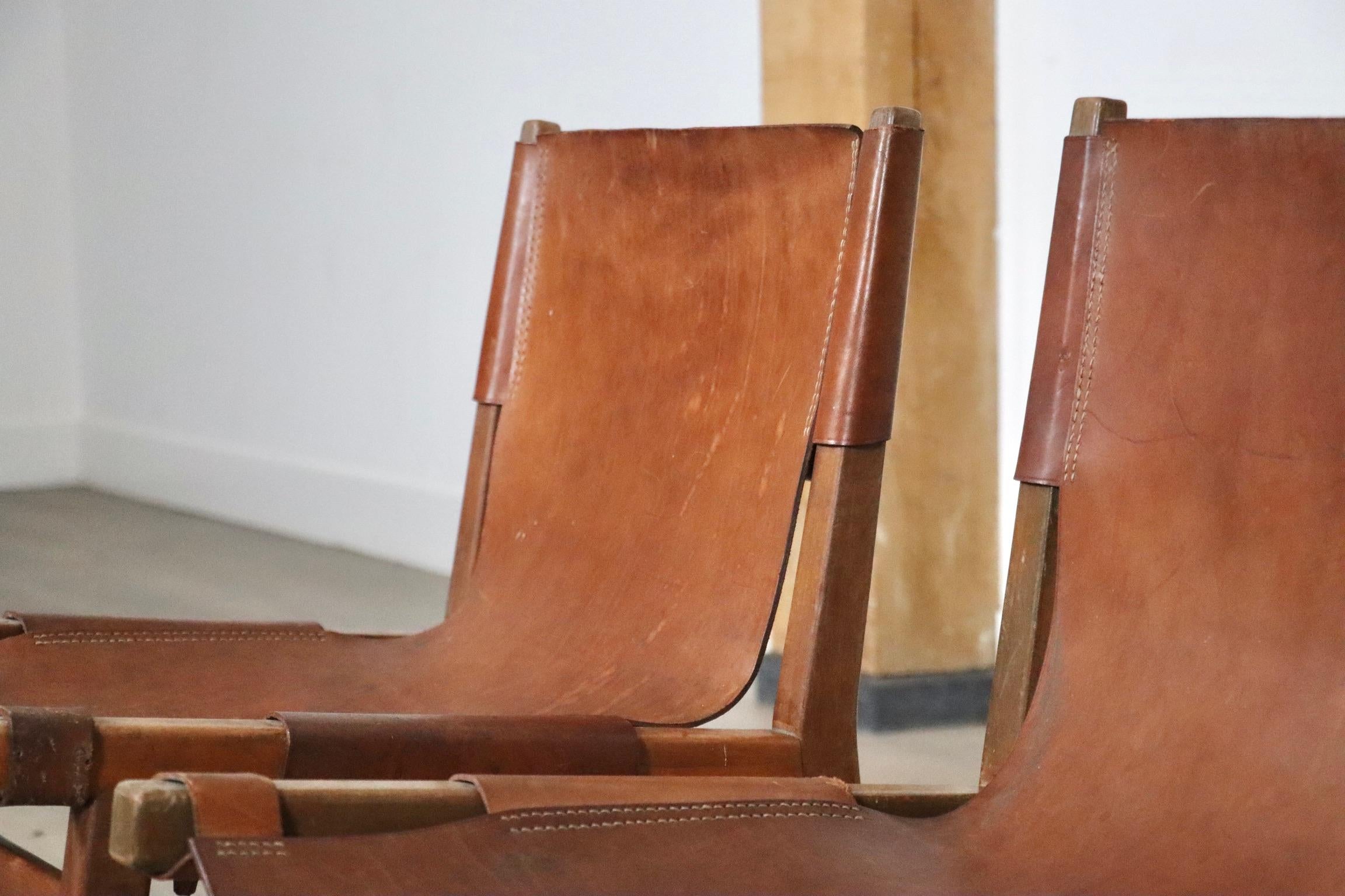 Paar Riaza-Stühle aus cognacfarbenem Leder von Paco Muñoz für Darro Gallery, Spanien, 1 im Angebot 1