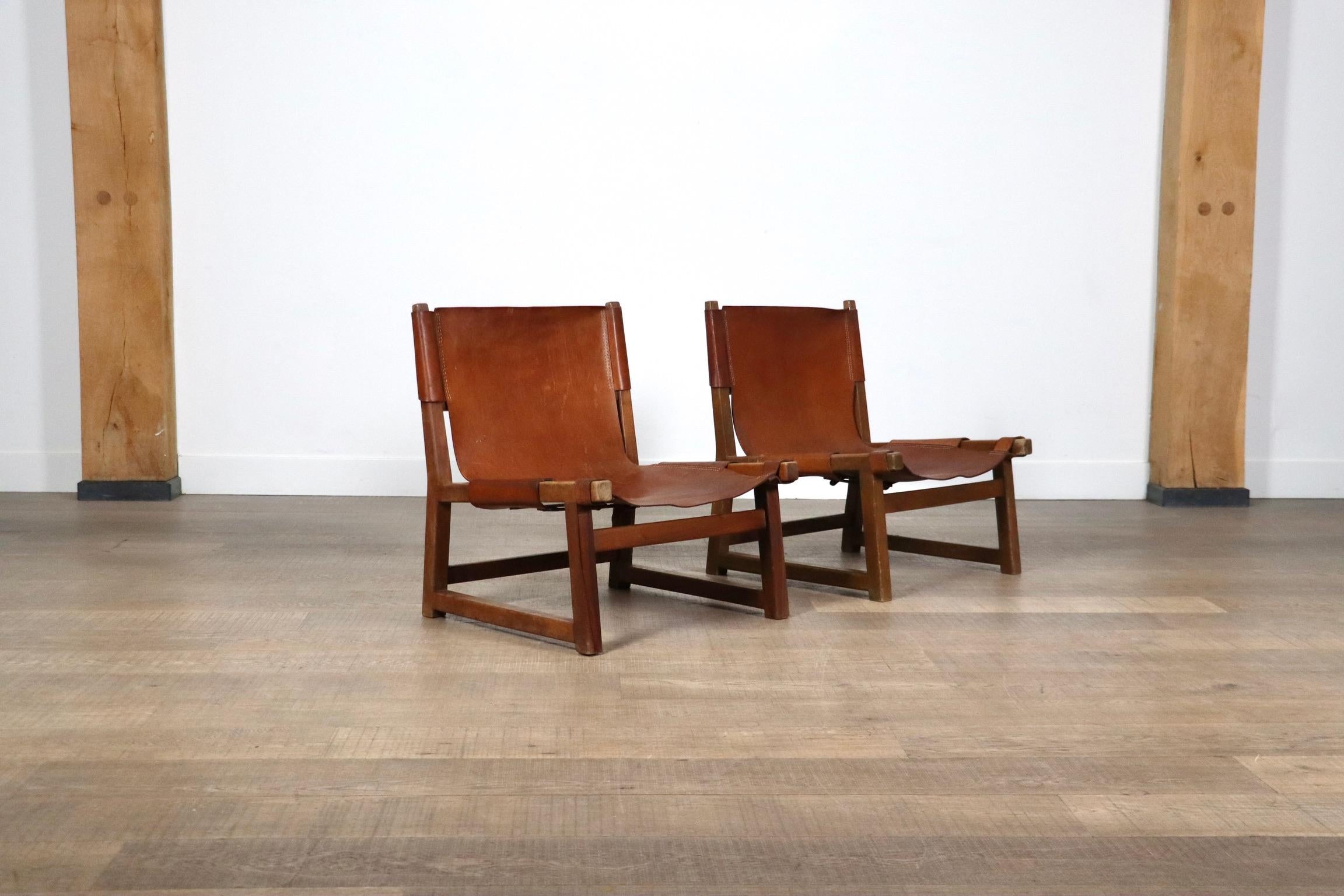 Paar Riaza-Stühle aus cognacfarbenem Leder von Paco Muñoz für Darro Gallery, Spanien, 1 im Angebot 3