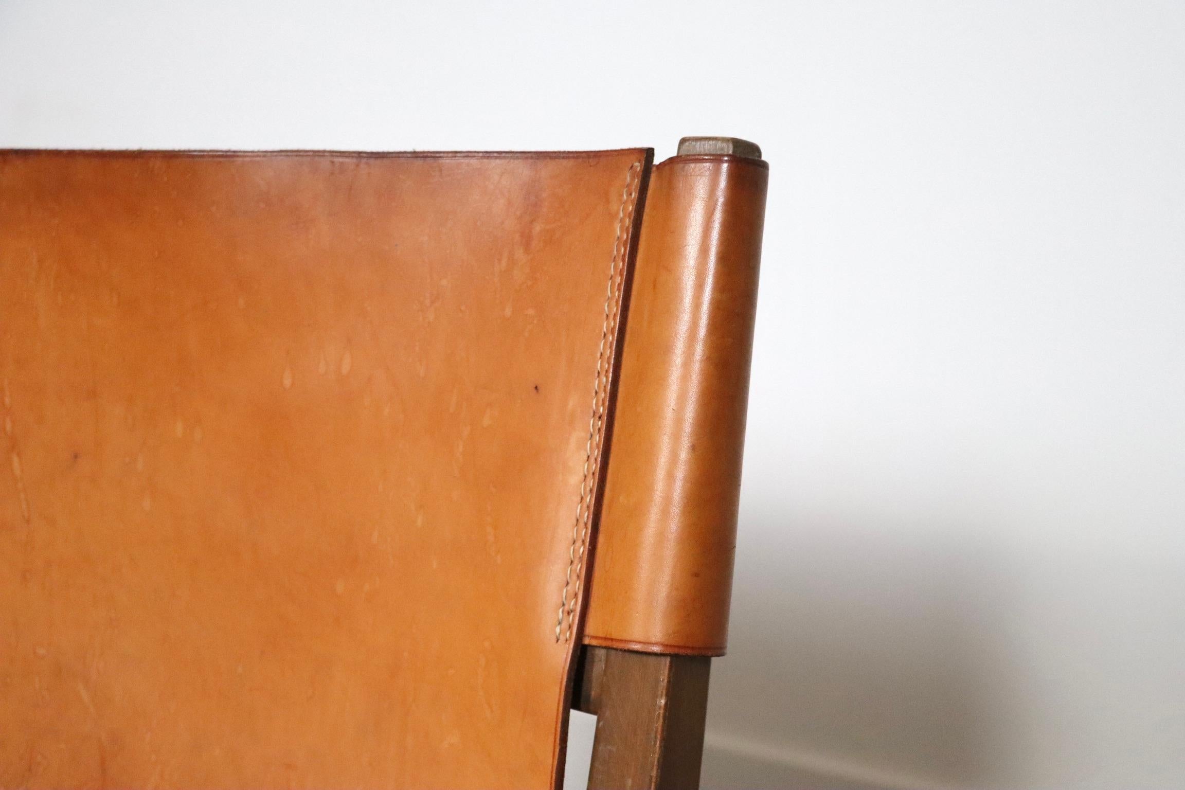 Pair Of Riaza Chairs In Cognac Leather By Paco Muñoz For Darro Gallery, Spain, 1 For Sale 4