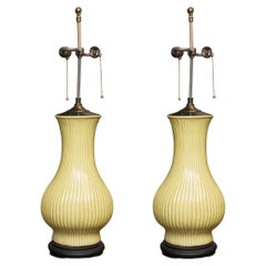 Pair of Ribbed Baluster Lamps