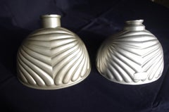 Pair of Ribbed Clamshell-Shaped Mercury Glass Shades