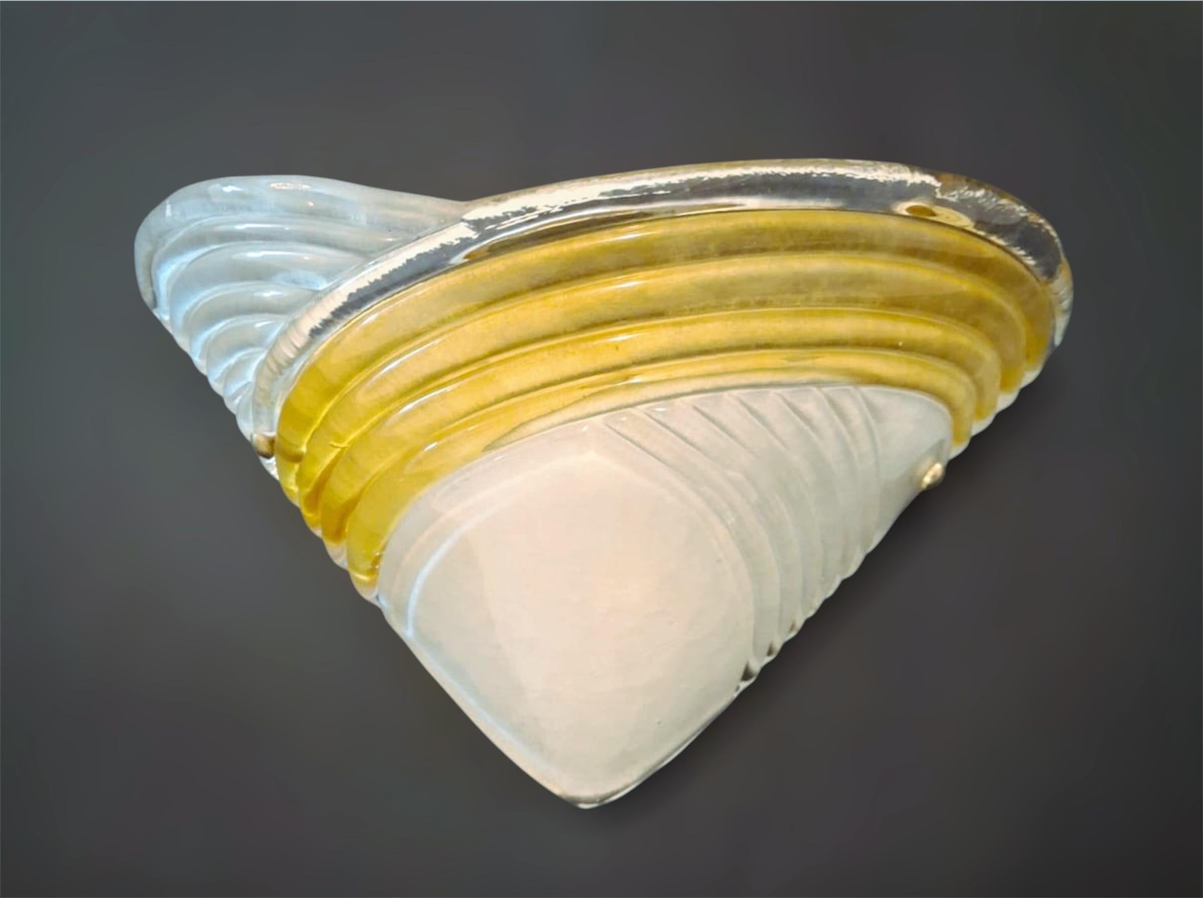 Mid-Century Modern Pair of Ribbed Sconces For Sale