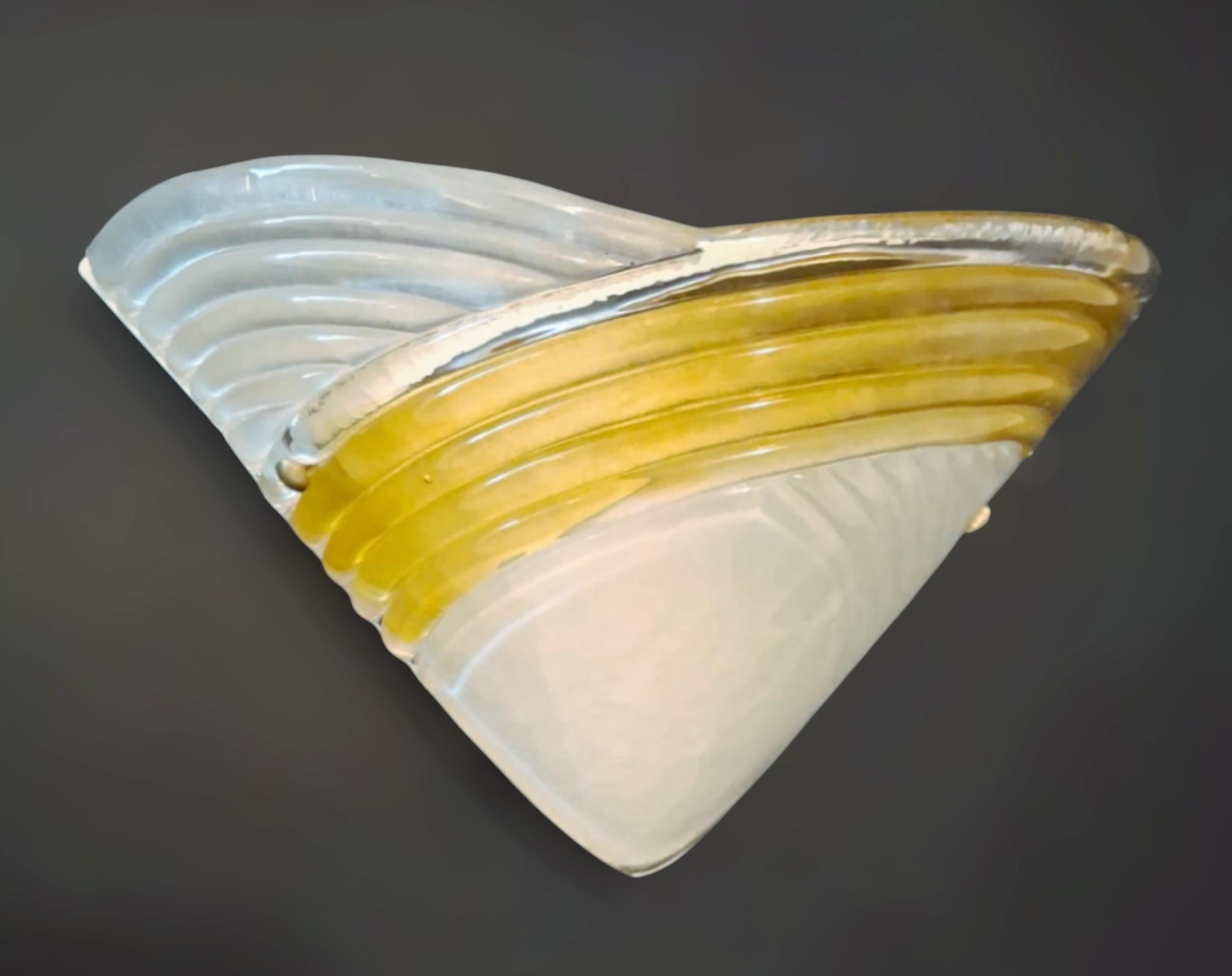 Italian Pair of Ribbed Sconces For Sale