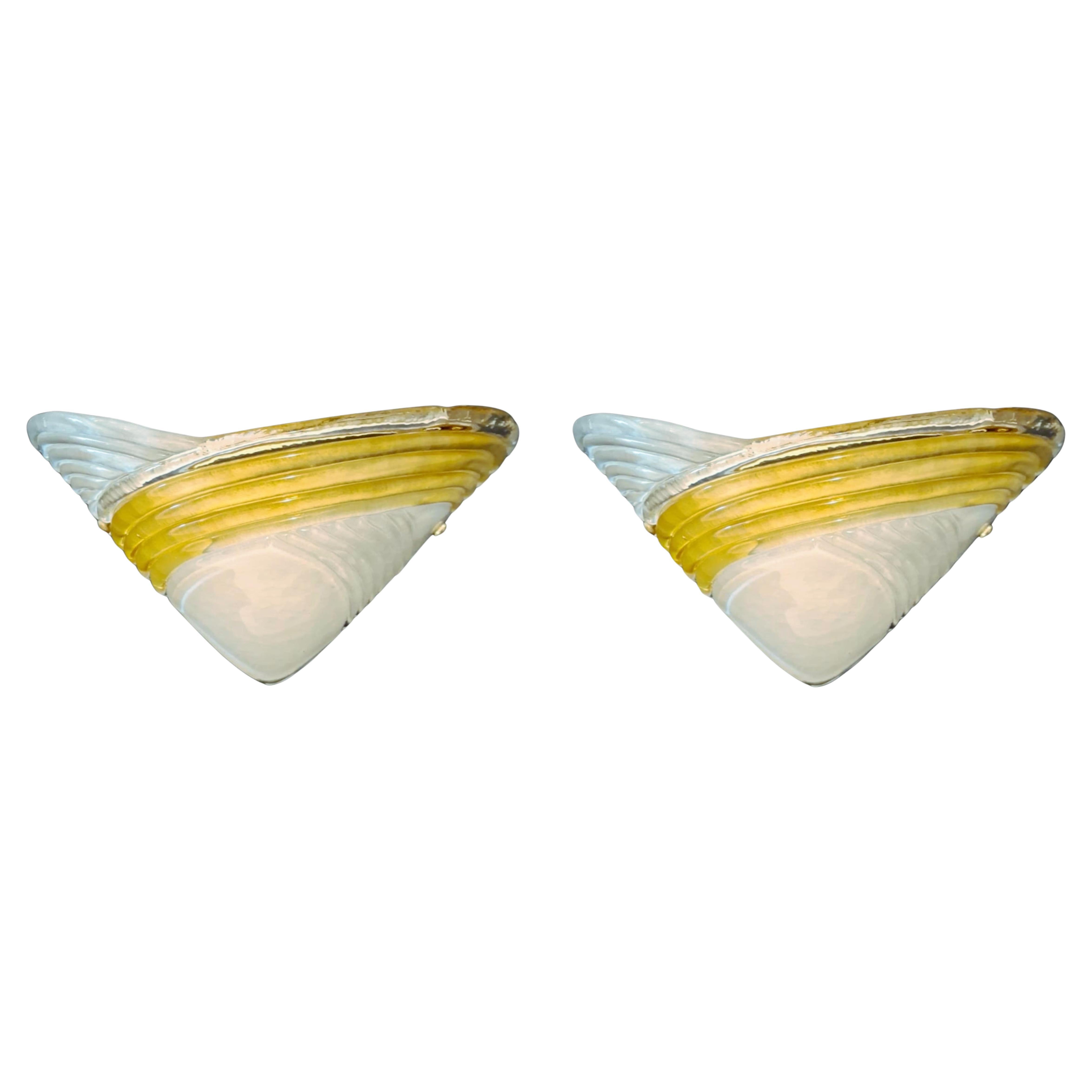 Pair of Ribbed Sconces