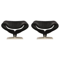 Retro Pair of Ribbon Chairs by Pierre Paulin for Artifort, Netherlands, c 1966, Signed