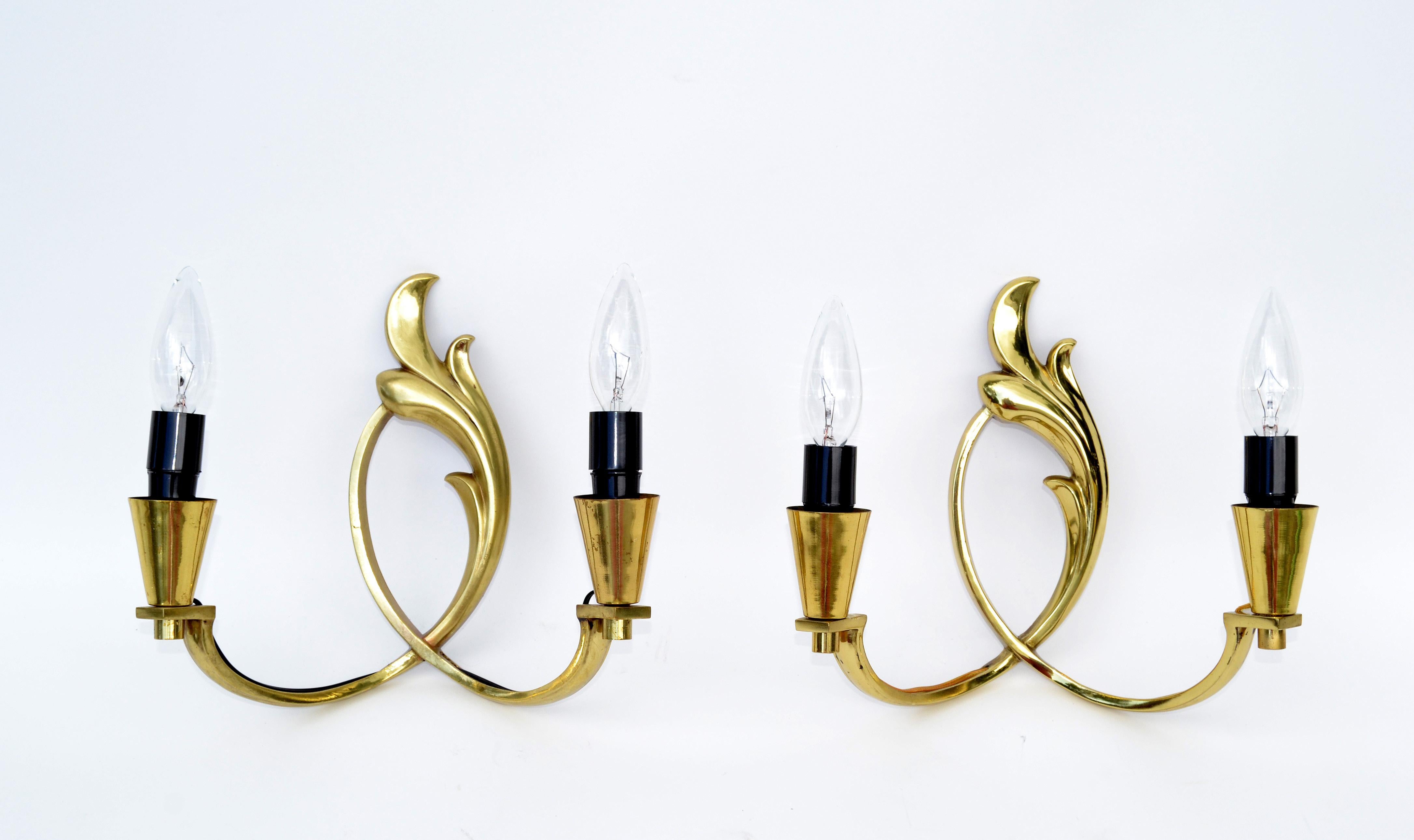 French Pair of Riccardo Scarpa Bronze Sconces For Sale