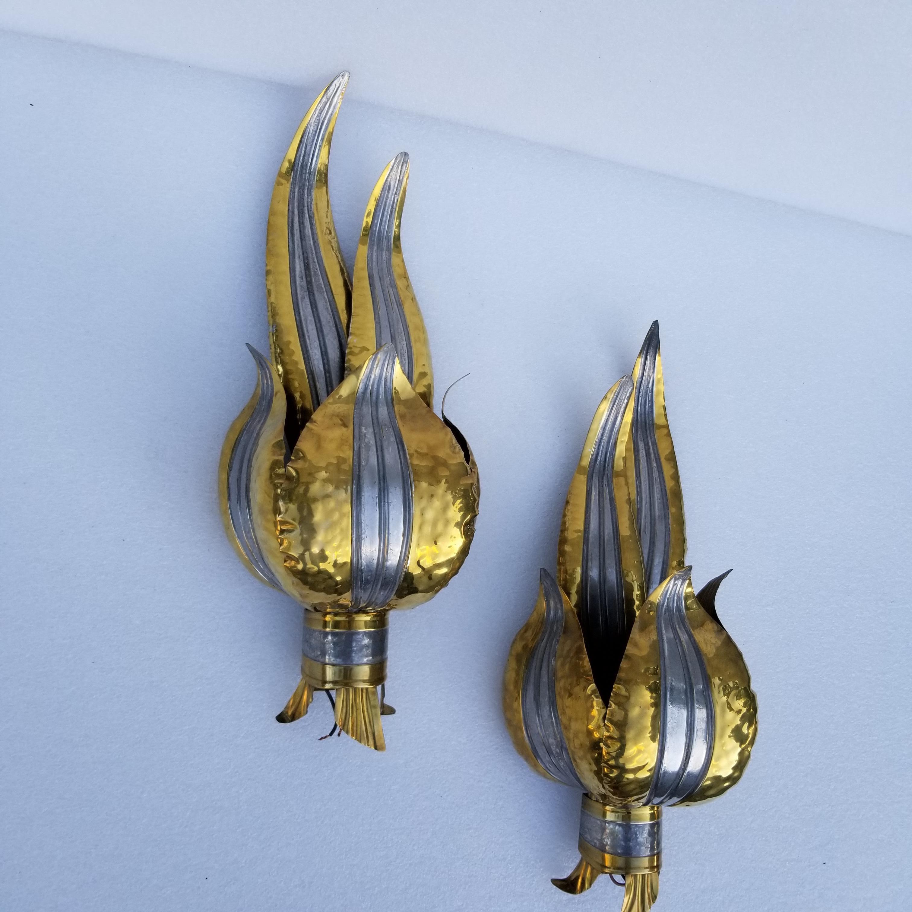 Mid-Century Modern Pair of Richard & Isabelle Faure Sconces For Sale