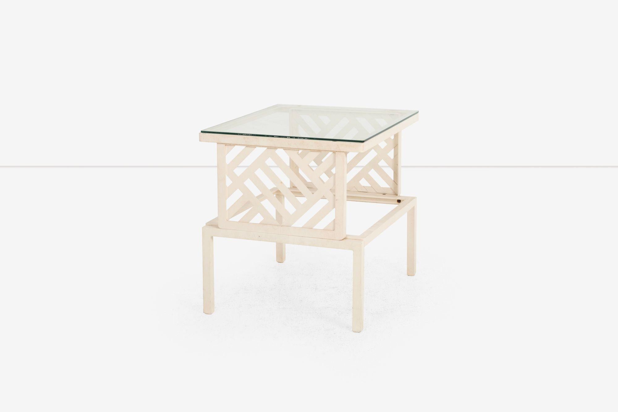 Pair of Richard L. Sandfort Aluminum End Tables and Ottomans, 1950 Pintado en venta