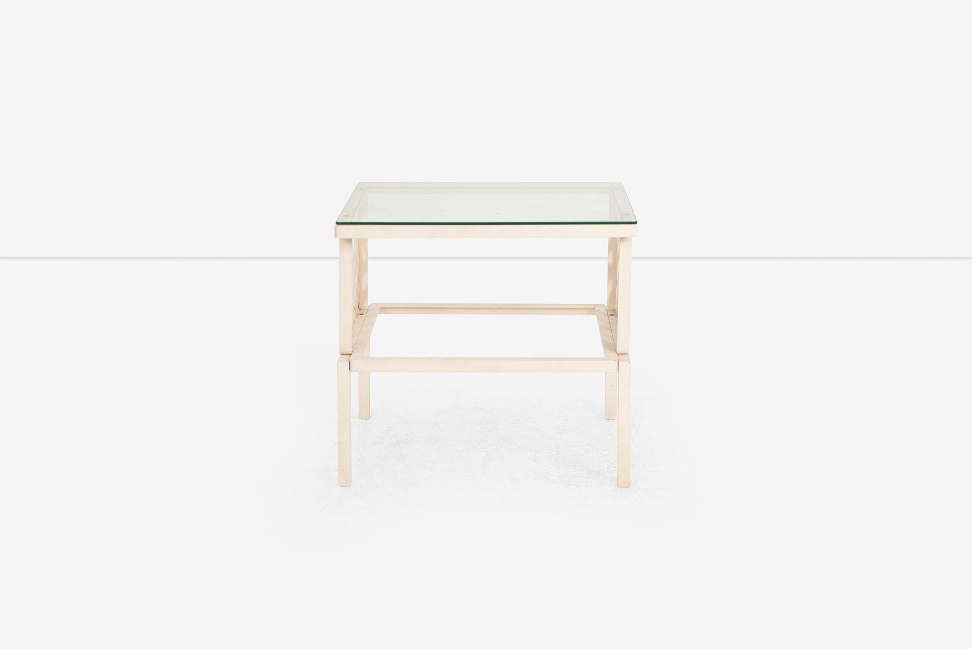 Pair of Richard L. Sandfort Aluminum End Tables and Ottomans, 1950 Aluminio en venta