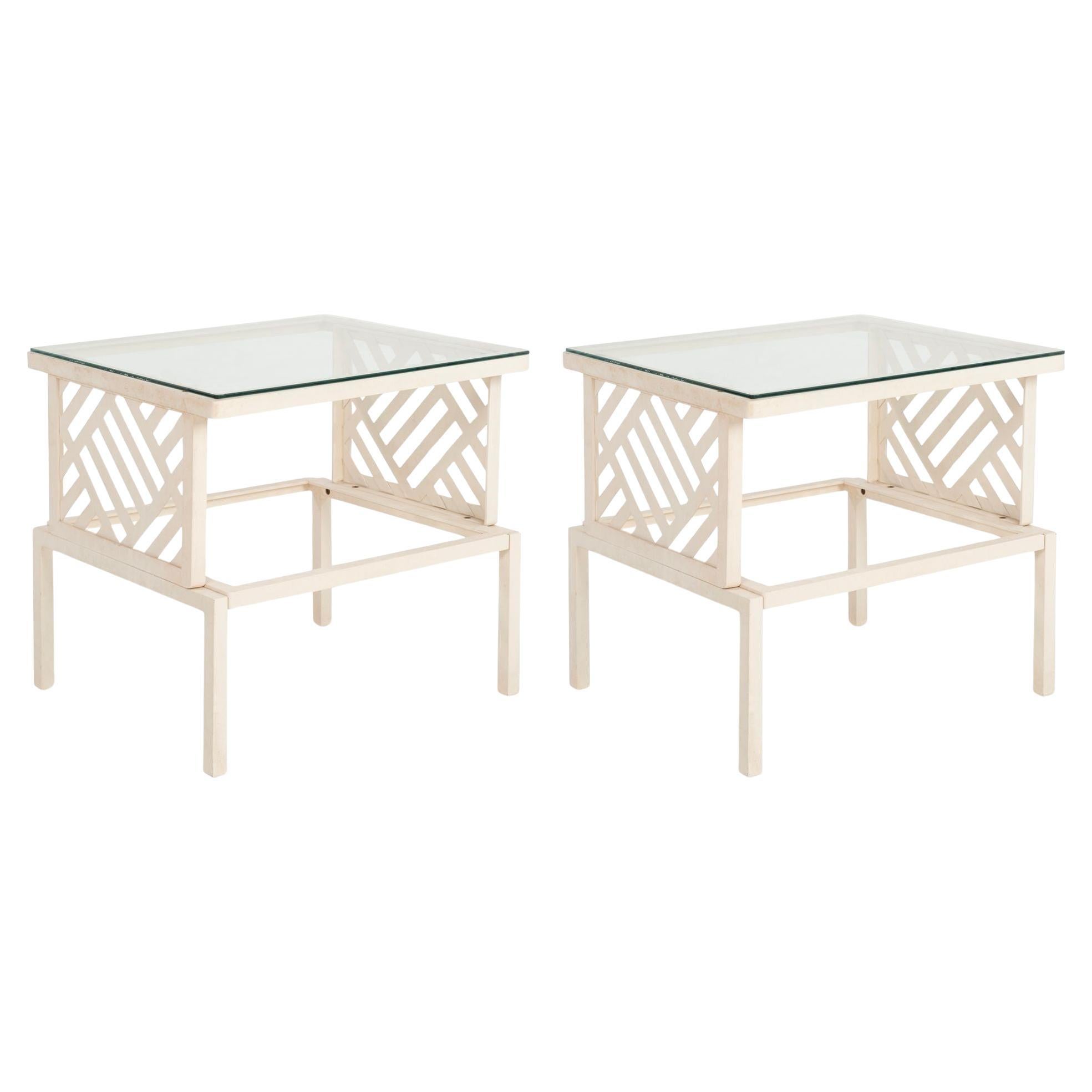Pair of Richard L. Sandfort Aluminum End Tables and Ottomans, 1950 en venta