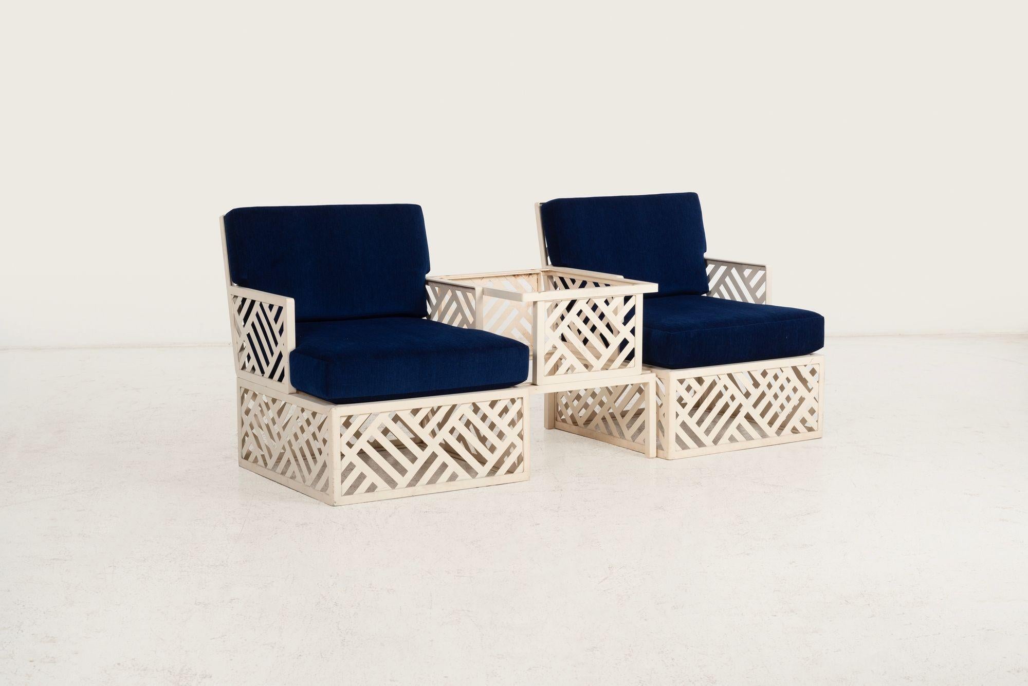 Pair of Richard L. Sandfort Aluminum Lounge Chairs, 1950 Estadounidense en venta