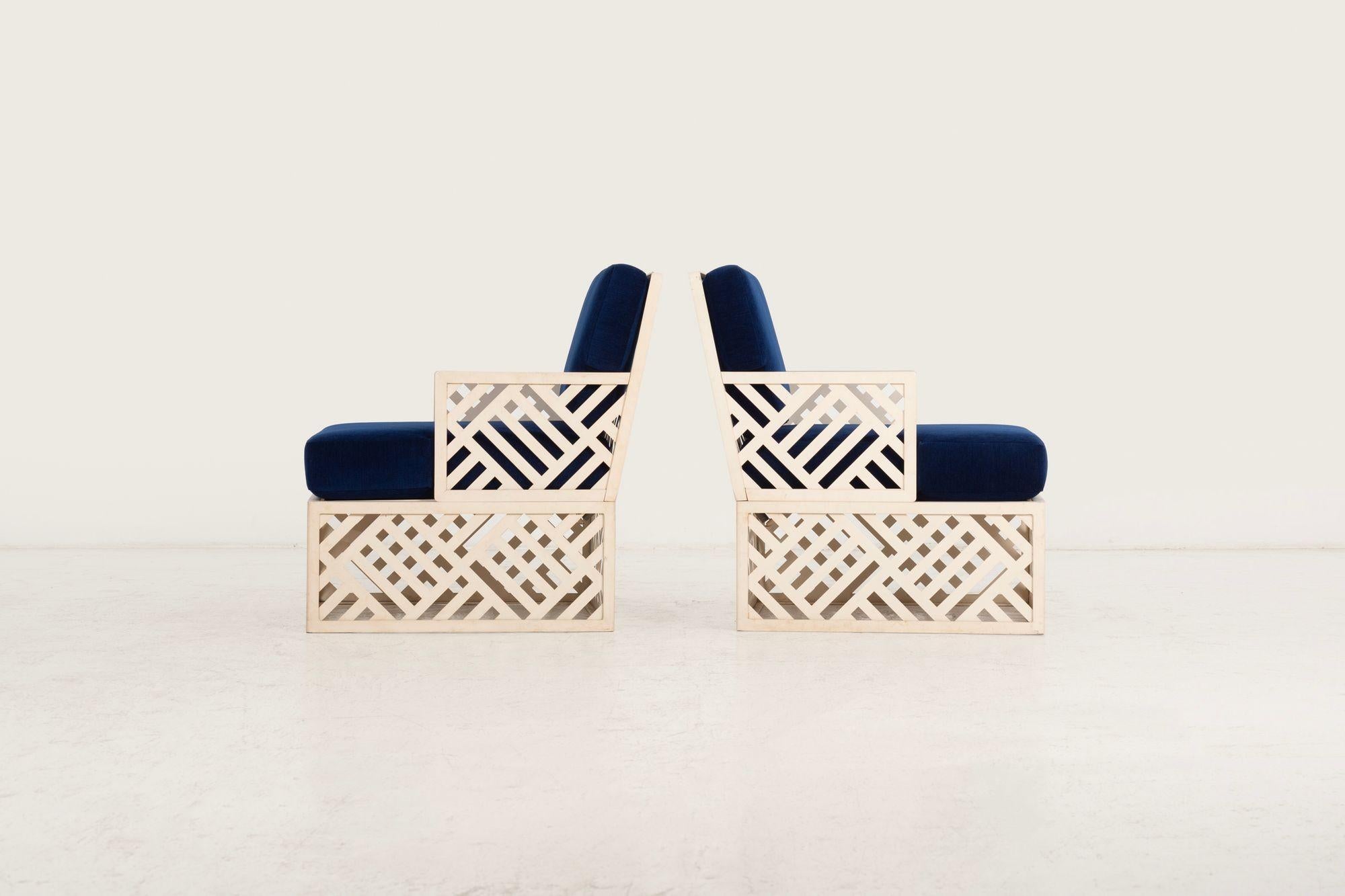 Pair of Richard L. Sandfort Aluminum Lounge Chairs, 1950 mediados del siglo XX en venta